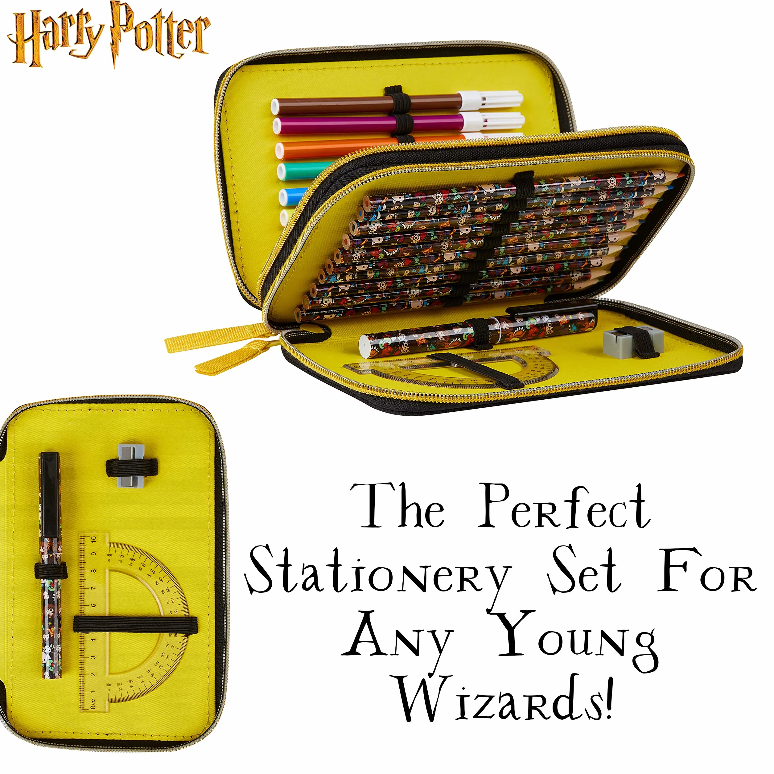 Harry Potter Piórnik dziecięcy z przegródką, Czarny aop, One Size