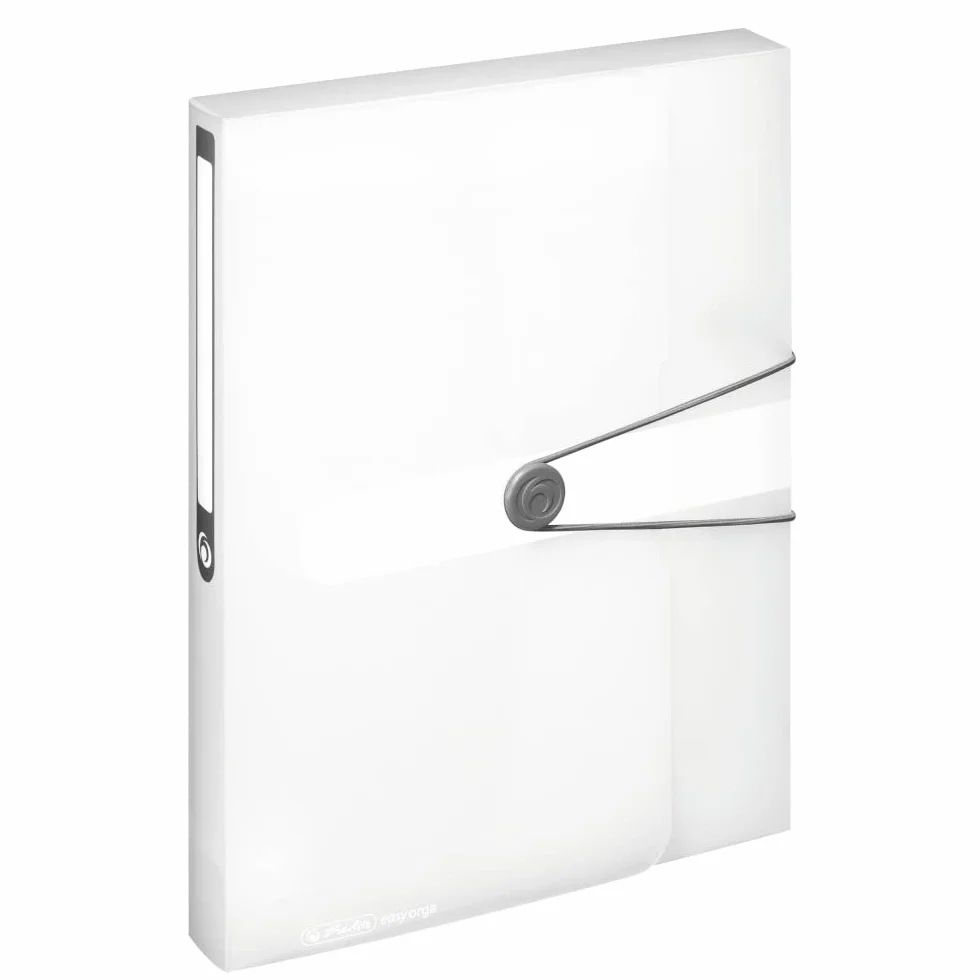 Herlitz Easy.Orga Teczka na dokumenty A4 z gumką | Grzbiet 4cm | Folder Organizer Ochrona Zabezpieczenie | Praktyczna etykieta | Elastyczna okładka z PP | Biuro Szkoła | Transparentna Biała