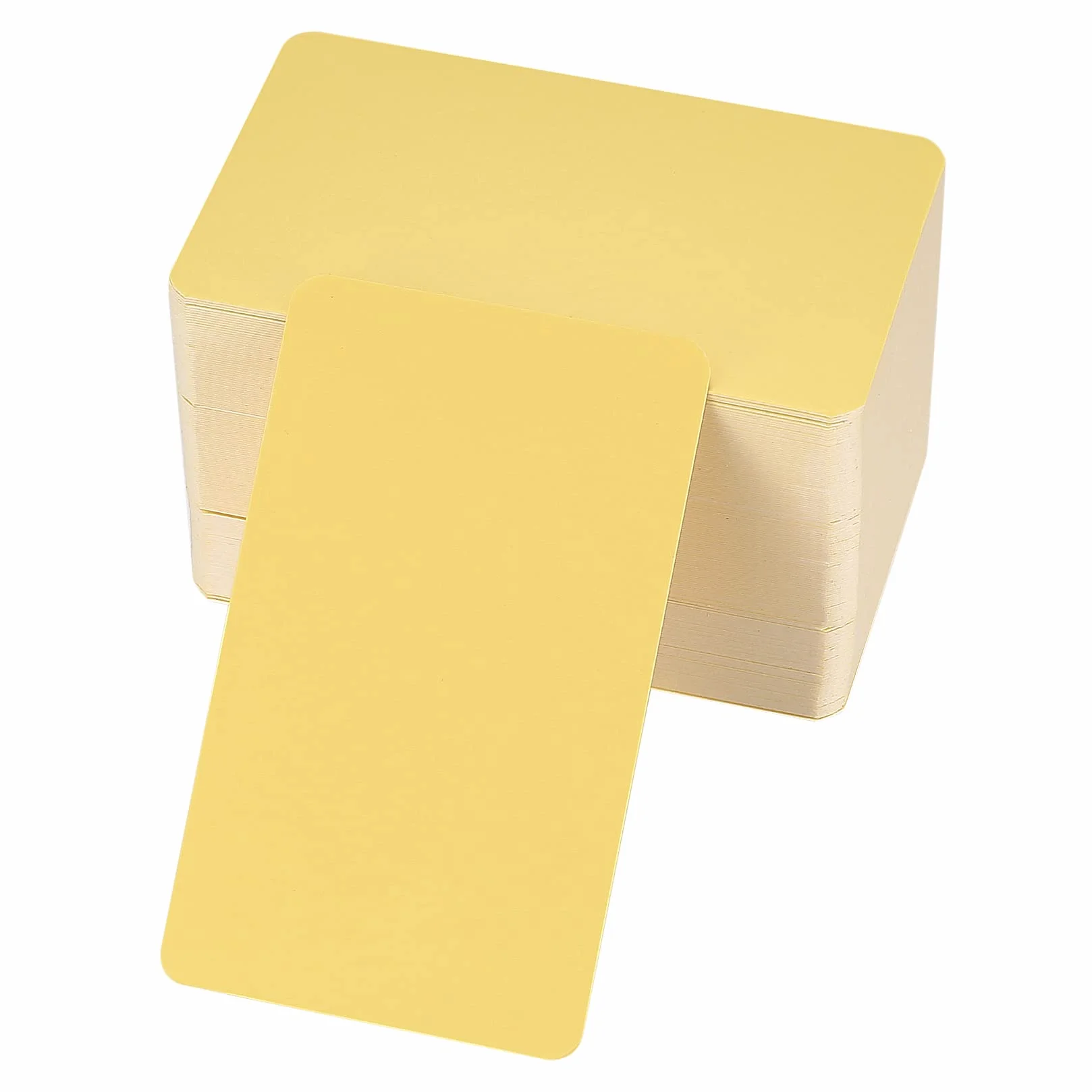 150 sztuk pustych kartek papierowych, fiszki do zapamiętywania, puste karty do gry, karty z papieru kraftowego, wizytówki, papier do majsterkowania, nauki, zapamiętywania, kolor żółty, 8,9 x 5,2 cm
