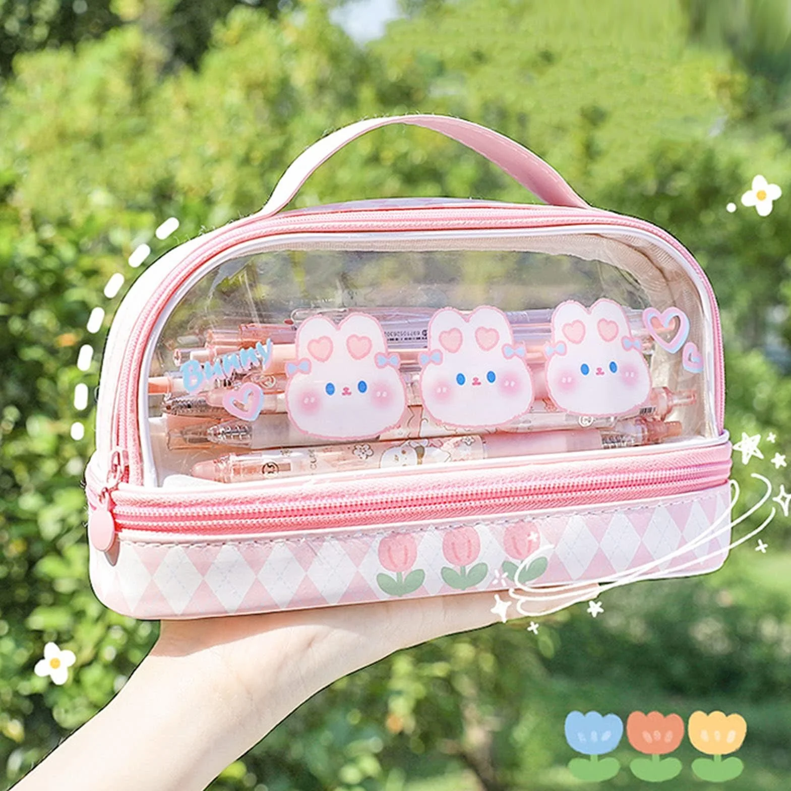 Piórnik Kawaii różowy duża pojemność dla dziewcząt dzieci nastolatków