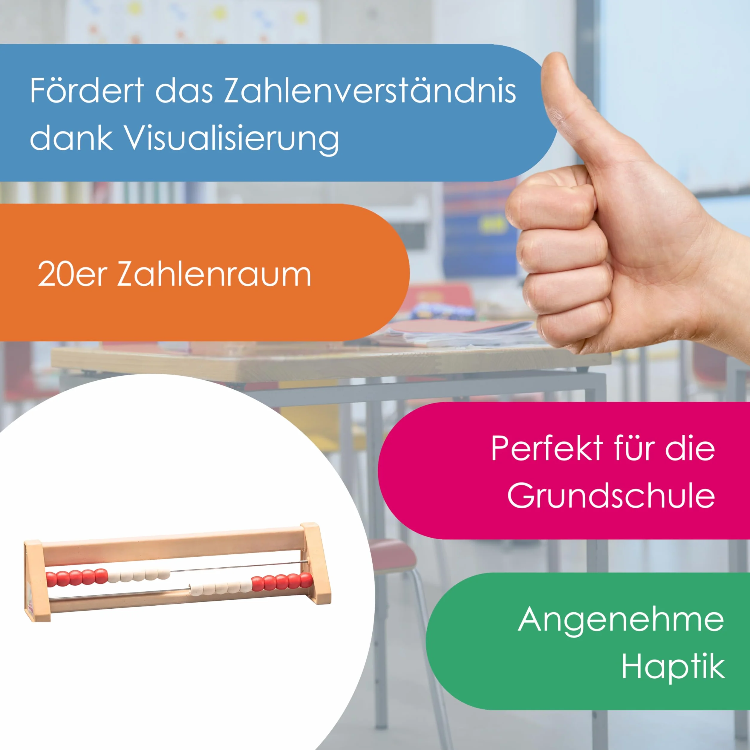 Wissner Active Learning 20 abakusów studenckich, czerwony/biały, wersja pochylona