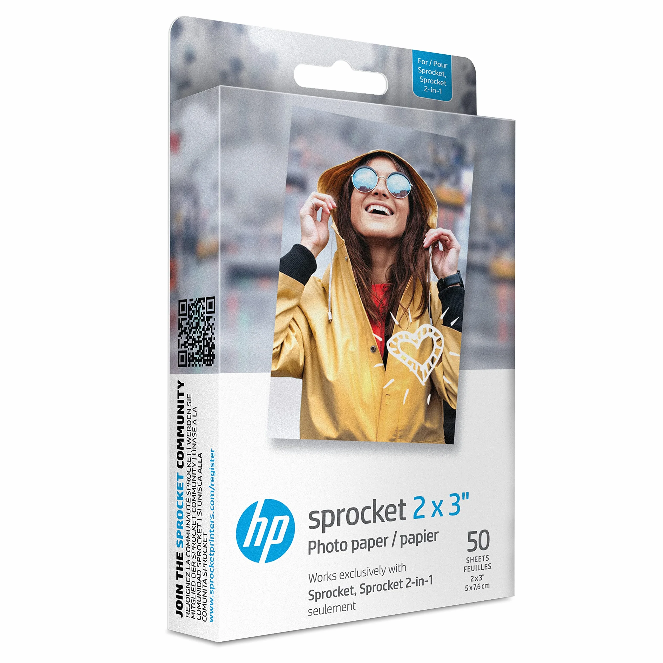 HP 2x3 papier fotograficzny Premium cynk (50 arkuszy), kompatybilny z HP Sprocket przenośną drukarką fotograficzną.