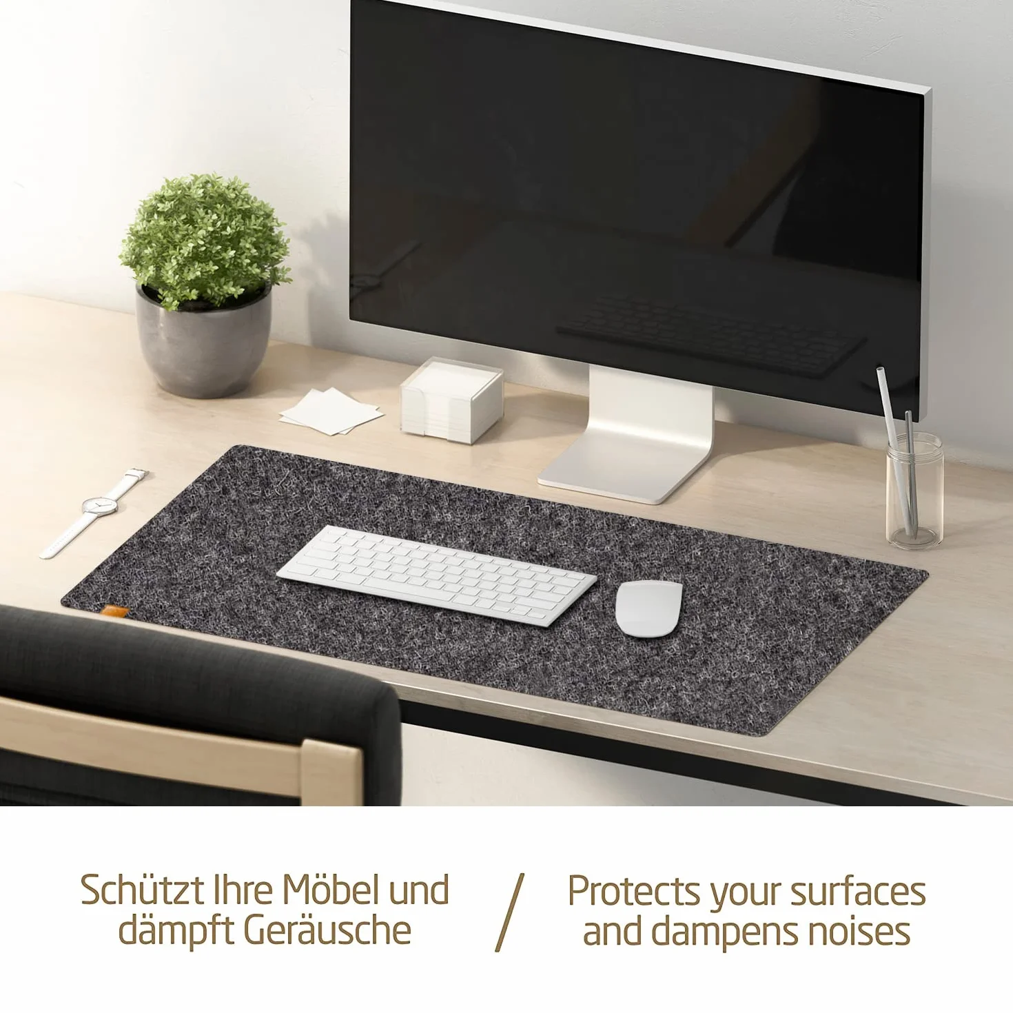 MIQIO® Podkładka na biurko z filcu, Oekotex, mata z recyklingu PET, ciemnoszara