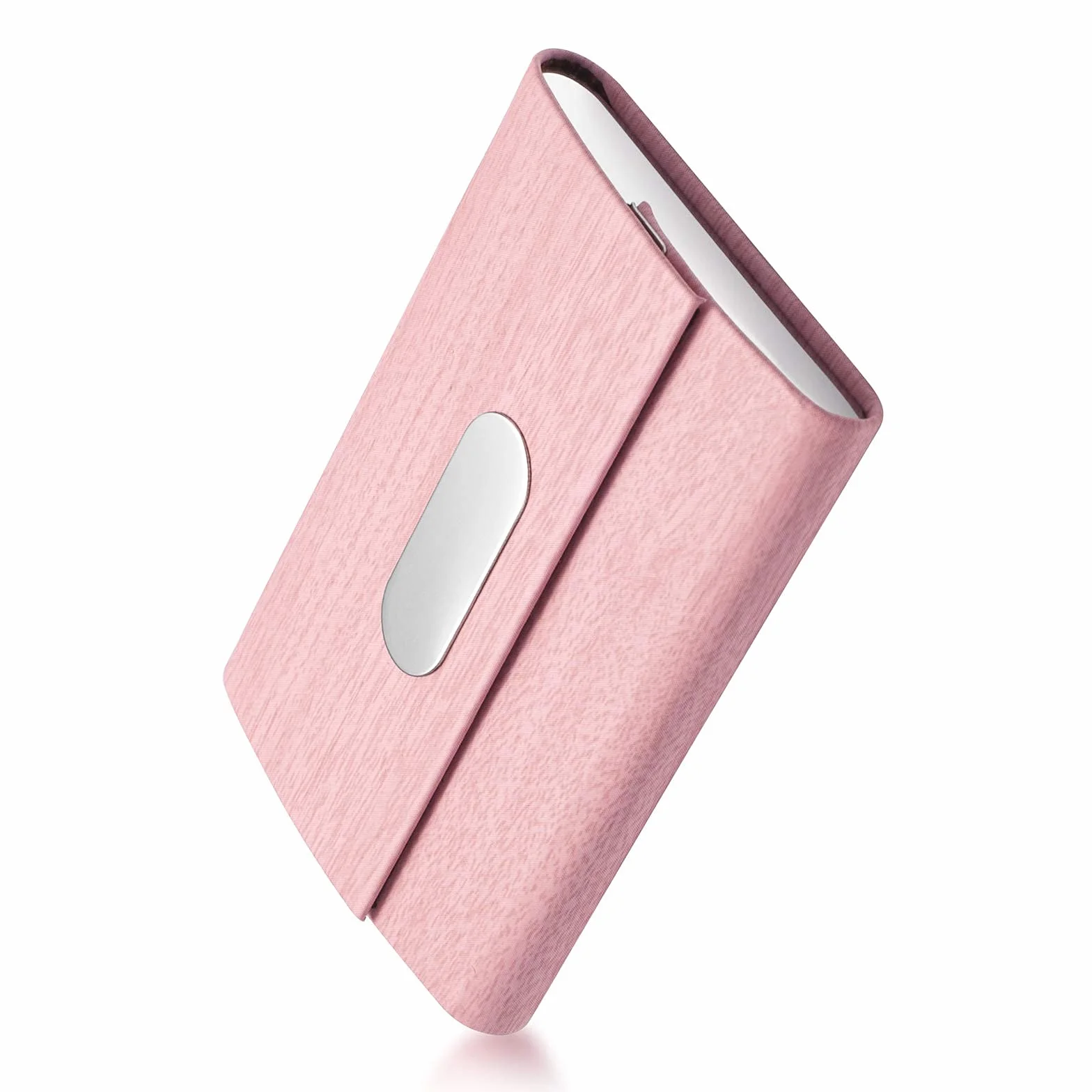 Etui na wizytówki - Luksusowy uchwyt na karty ze skóry PU i etui na wiele kart ze stali nierdzewnej, cienki uchwyt na karty z metalową kieszenią