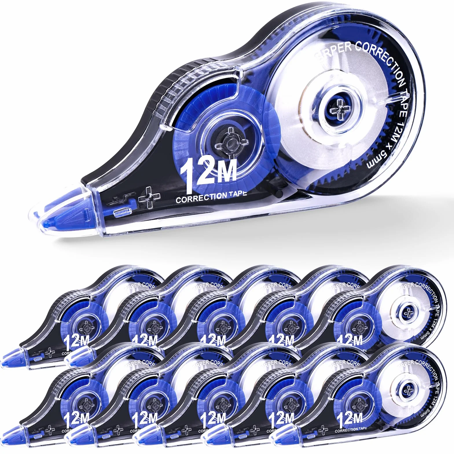 Jewan Korektor w kształcie myszy, 10 sztuk, 12 m x 5 mm, z nasadką ochronną i wałkiem korekcyjnym, idealny do biura, domowego biura czy szkoły