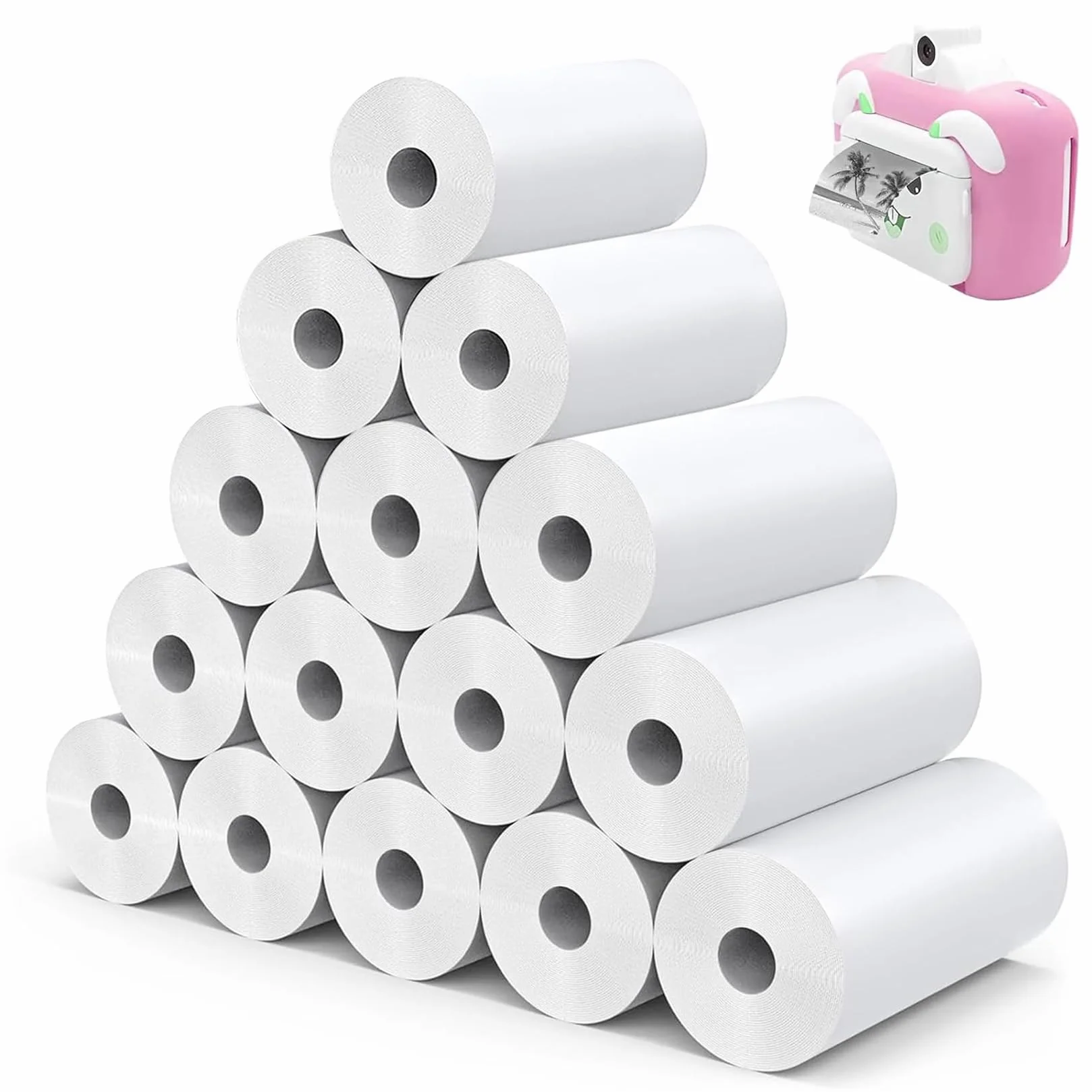 15 rolek papieru termicznego do kamery dziecięcej, do aparatu natychmiastowego, 57 mm x 25 mm, rolki termiczne, papier do uzupełniania, do aparatów natychmiastowych (łącznie 4,5 m długości)