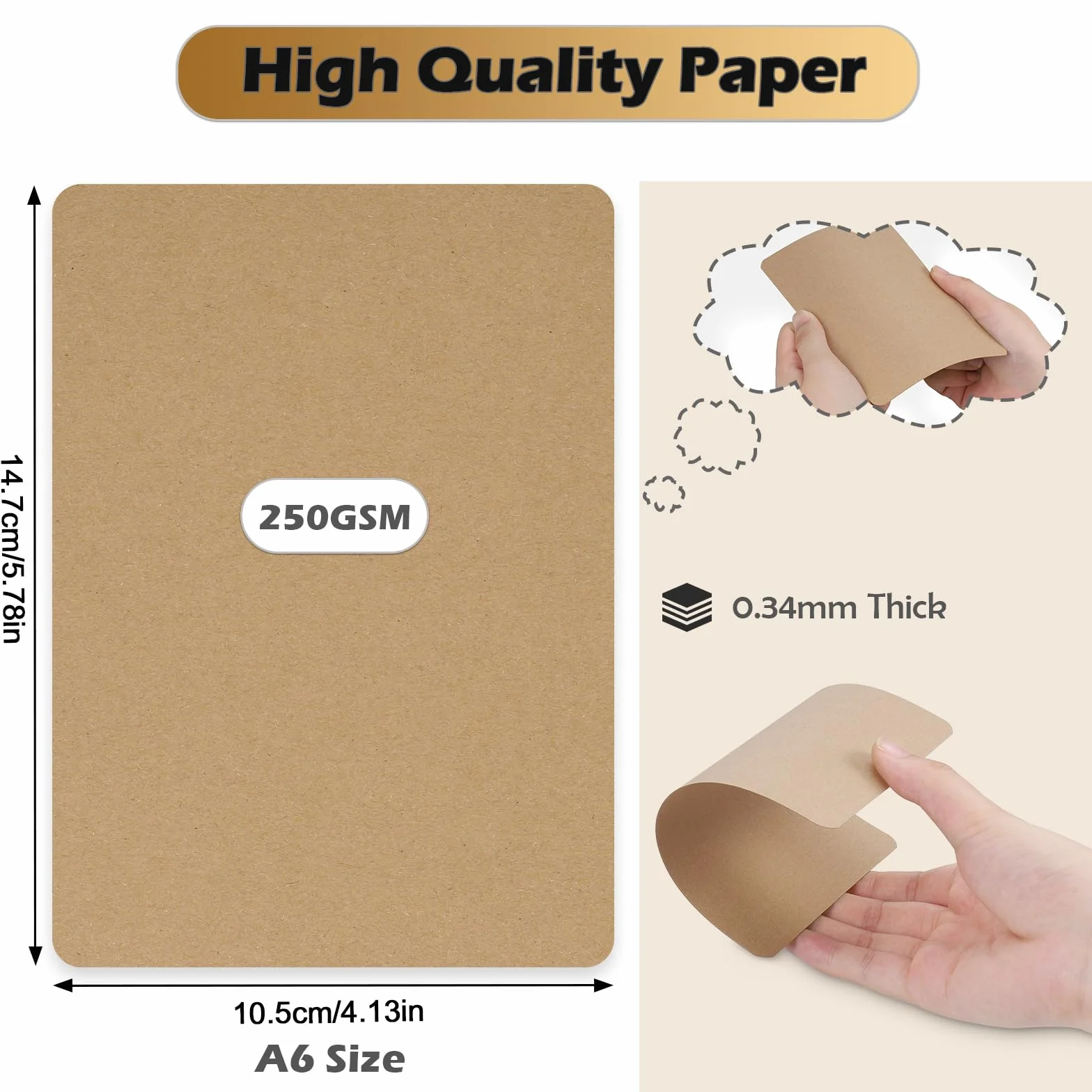 JIANTA Papier Kraft A6 250 g/m² 120 sztuk Brązowy