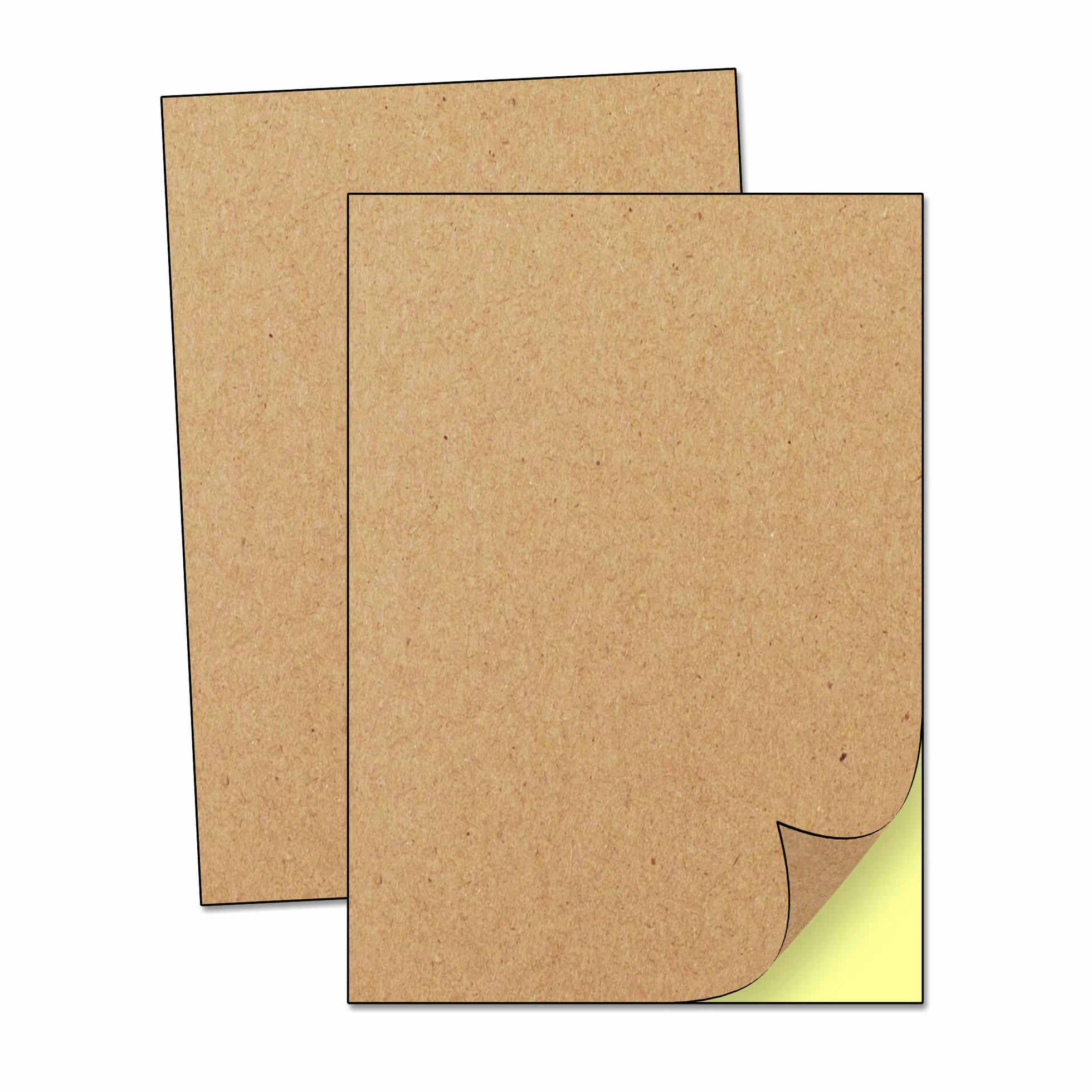 50 Arkuszy - A4 Kraft Brown Naklejki Papierowe Arkusze Etykiet, Druk Laserowy/Atramentowy