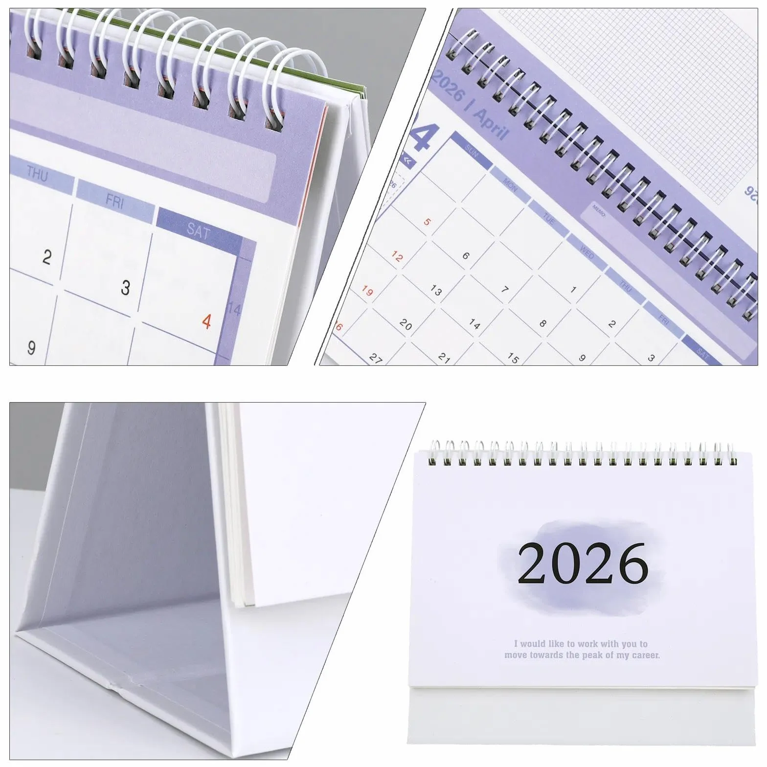 Kalendarz stołowy 2025/2026 18-miesięczny fioletowy 19 x