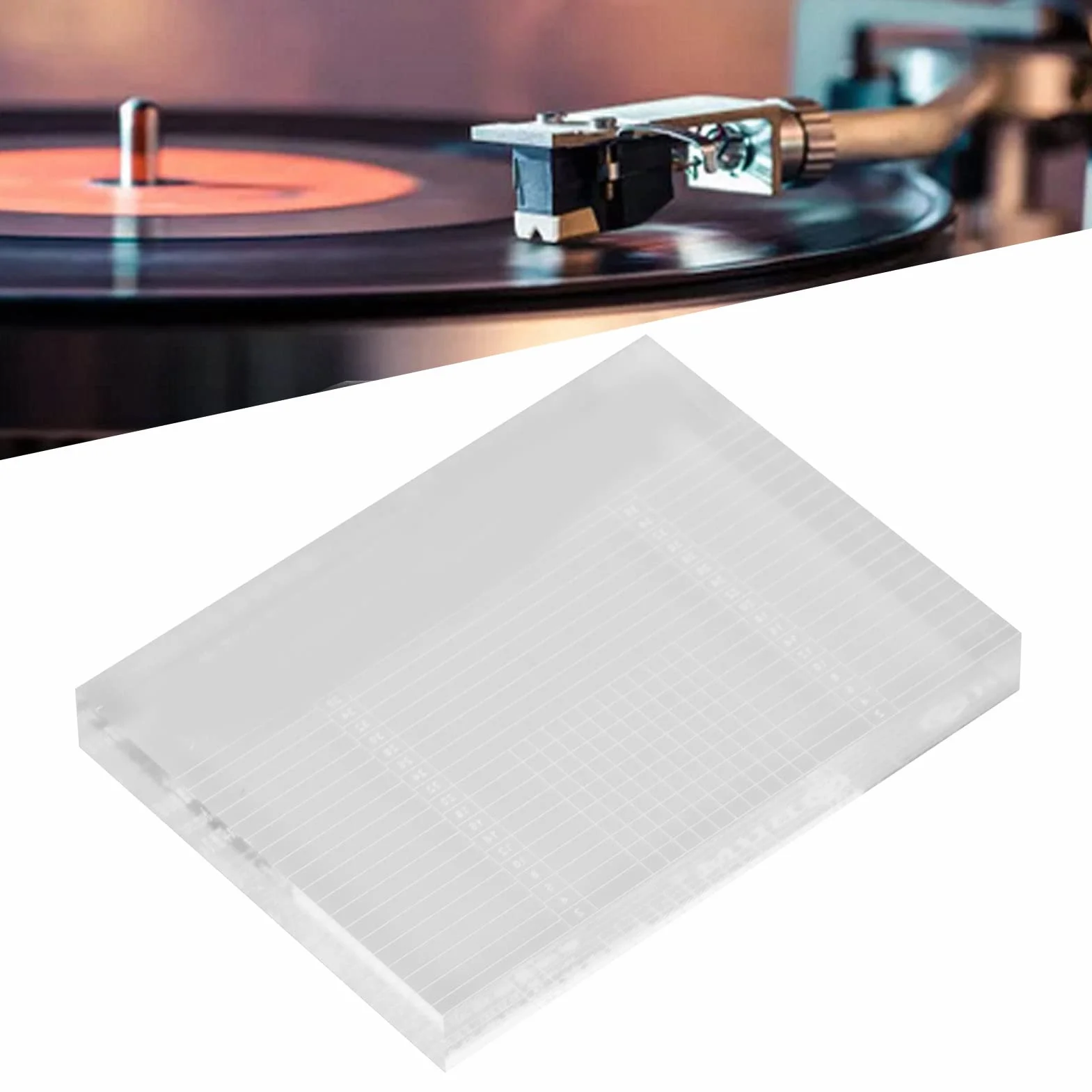 VTA Azymut Linijka LP Gramofon VTA Regulacja Balansu Linijka Tone Ramię Wkładka Skala Wyrównania do Pomiaru Wyważania Gramofon Winylowy, Wysoka Rozdzielczość, Przezroczysty Akryl