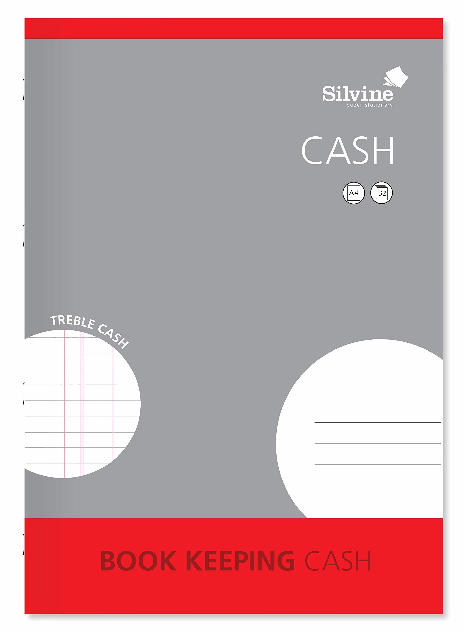 Silvine A4 Book Keep Cash, 32 strony drukowane 'Treble Cash' - ref SJA4C