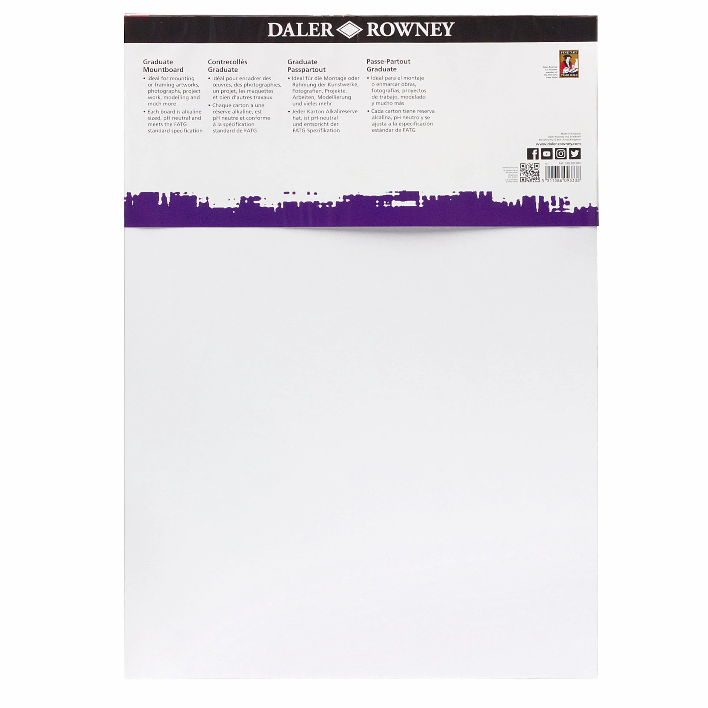 Daler-Rowney Graduate Cream Core A2 zestaw płyt montażowych, 5 x lodowa biel, gładka powierzchnia, grubość 1,25 mm, dla studentów artystów i hobbystów