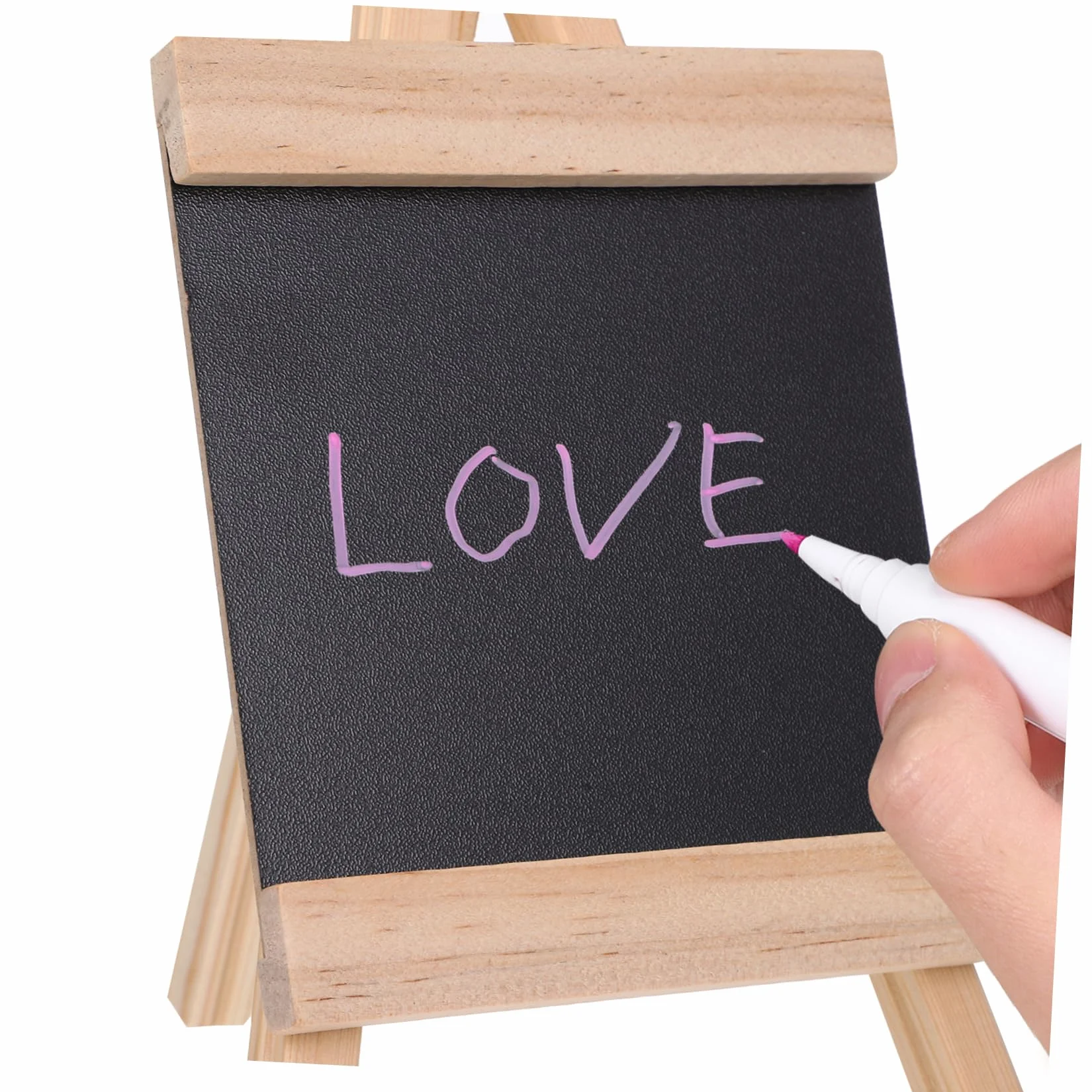 NUOBESTY Small Wooden Chalkboard with Stand Reusable Tabletop Sign for Restaurant Food Wedding And Banquet Use