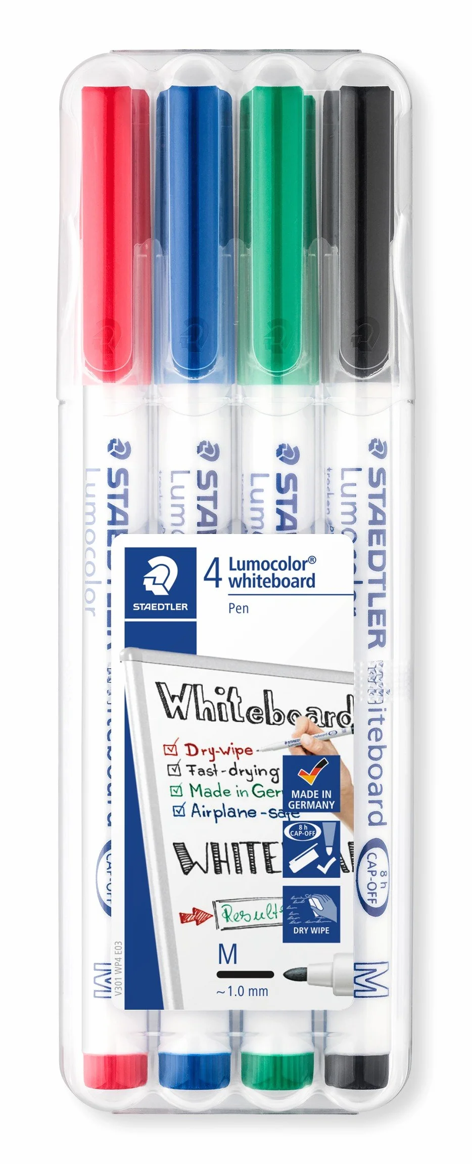 STAEDTLER 301 WP4 Lumocolor marker do tablic suchościeralnych – różne kolory (4 sztuki)