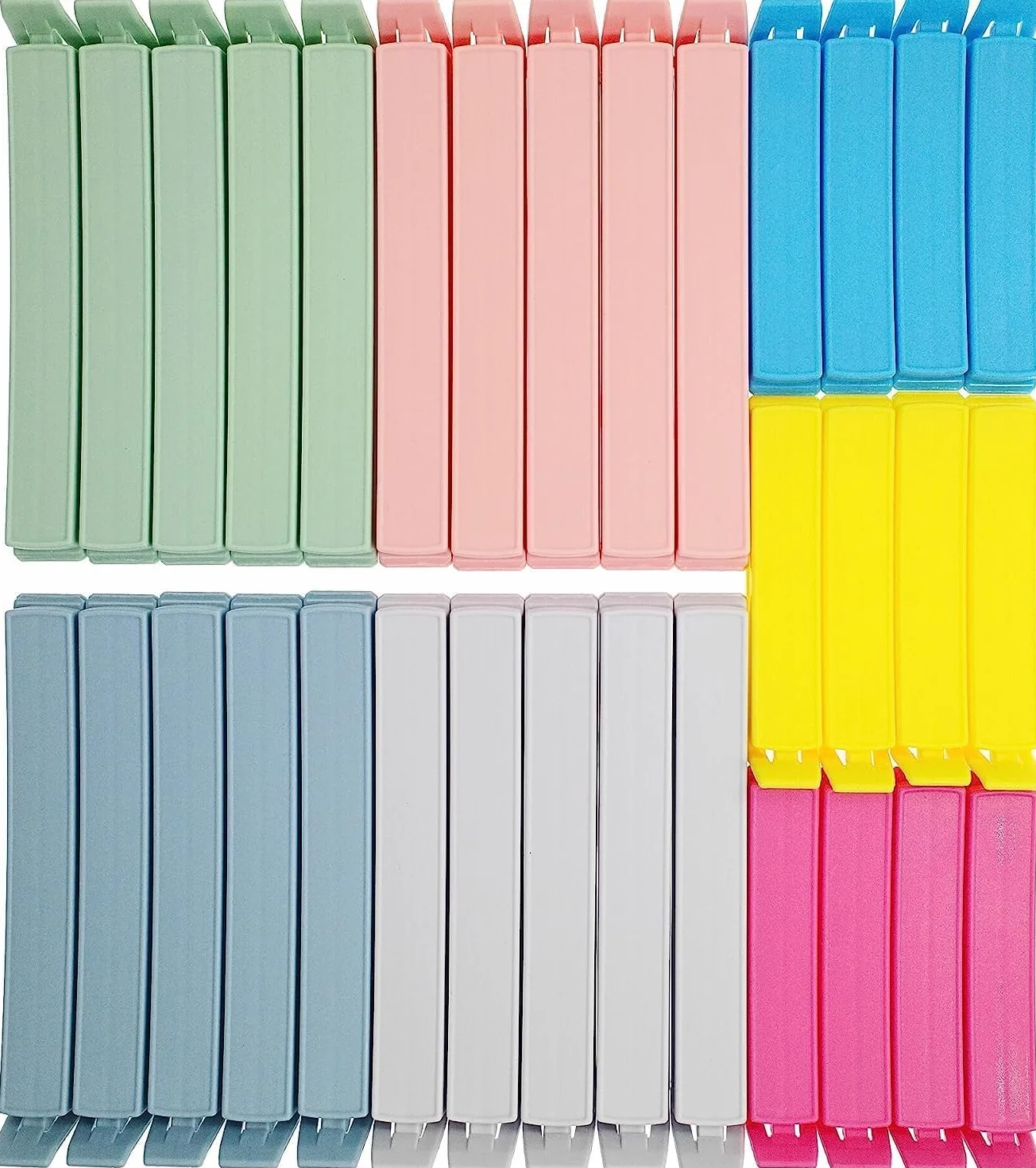 Yarall 32 szt. Klipsy do żywności i torebek – zakrzywione plastikowe klipsy do przechowywania chipsów i żywności, 2 rozmiary (11 cm x 20 i 7,8 cm x 12)