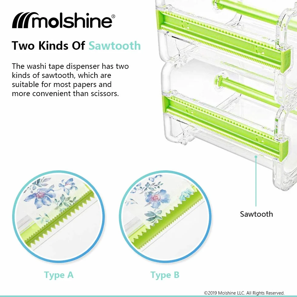 Molshine Zestaw 4 przezroczystych dozowników taśmy maskującej Visible Desktop Multi Washi (beżowa)