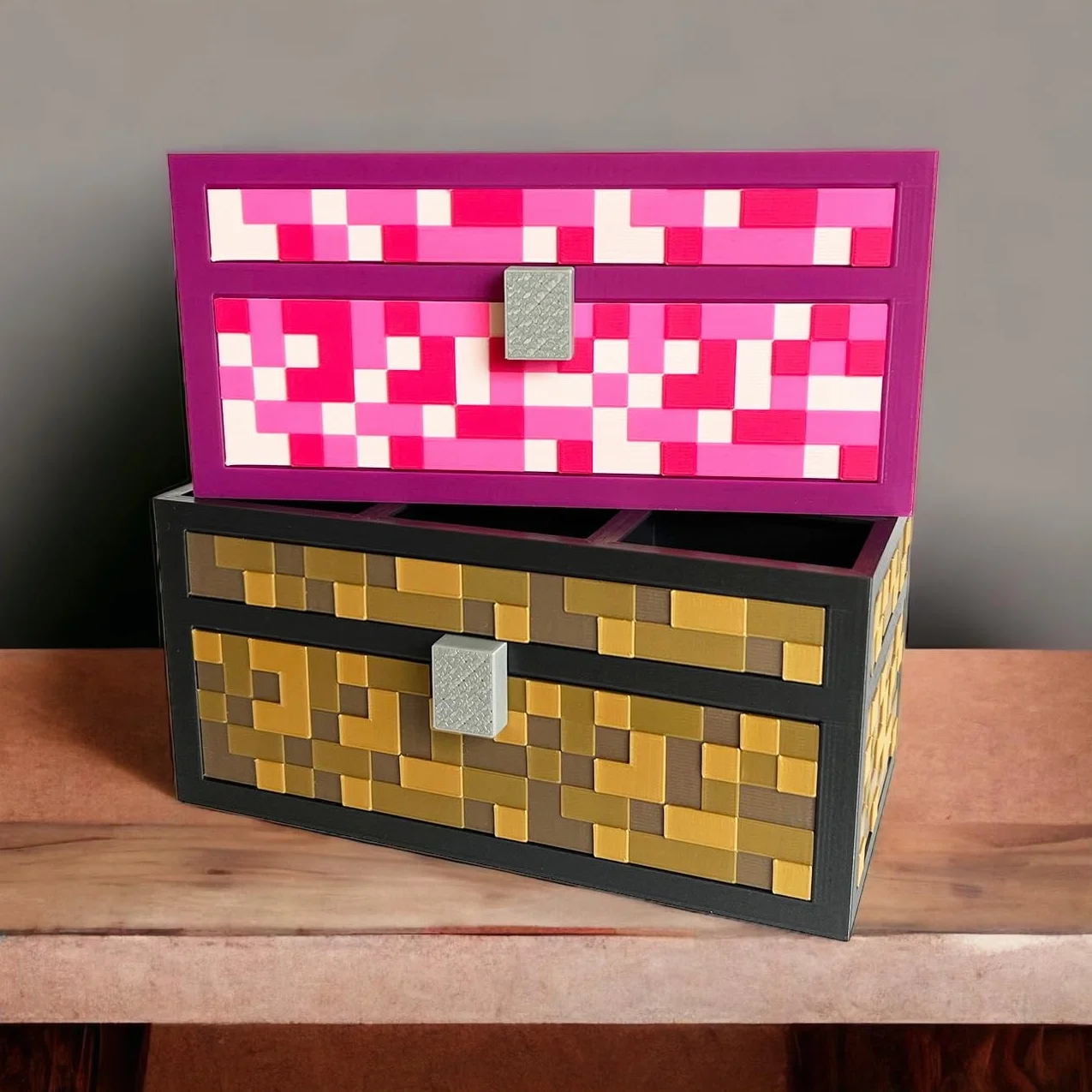 Organizer na kredki Minecraft przybornik na biurko dla dzieci pojemnik na długopisy brązowy