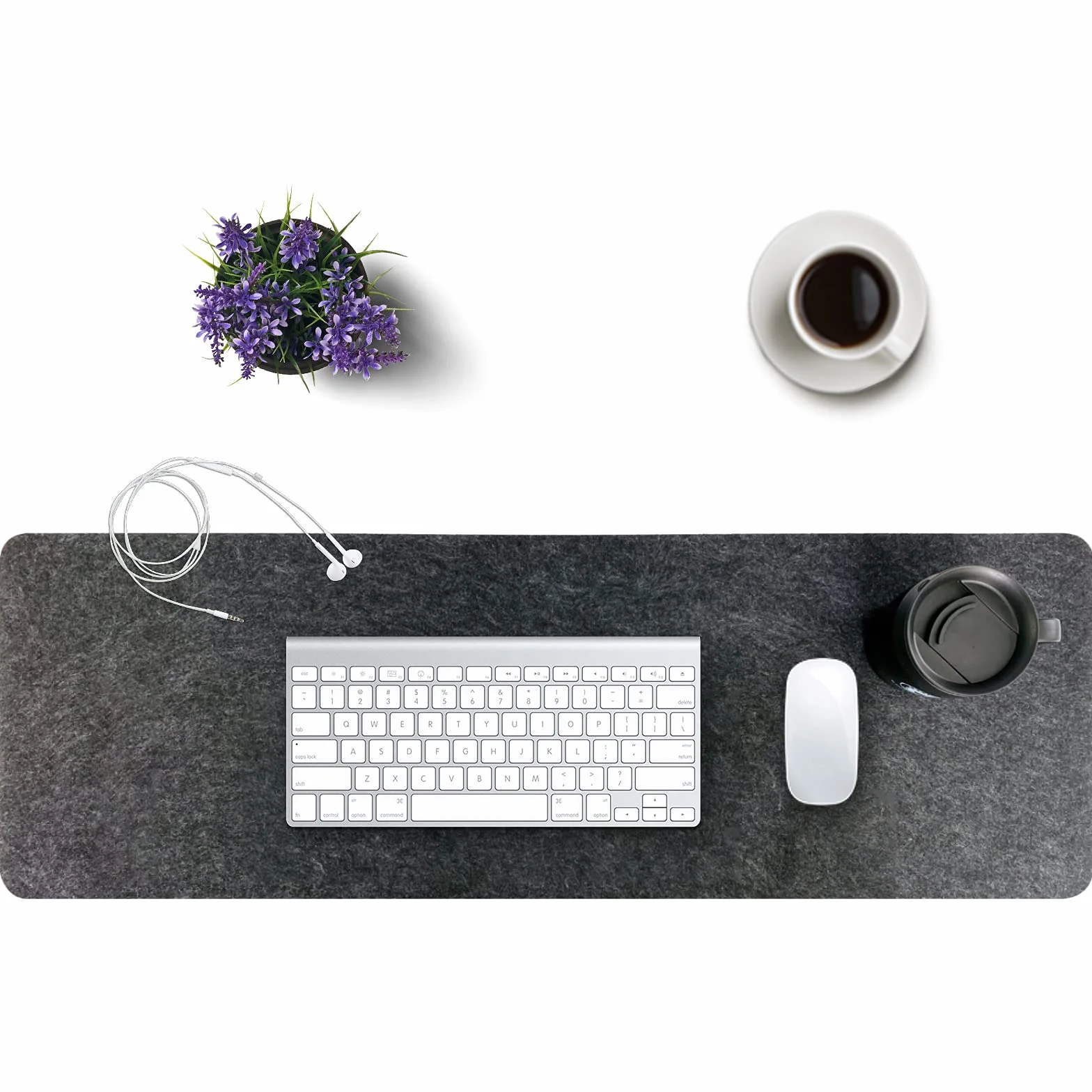 Filcowa podkładka na biurko 81 x 30 cm duża mata pod klawiaturę i mysz ciemnoszara