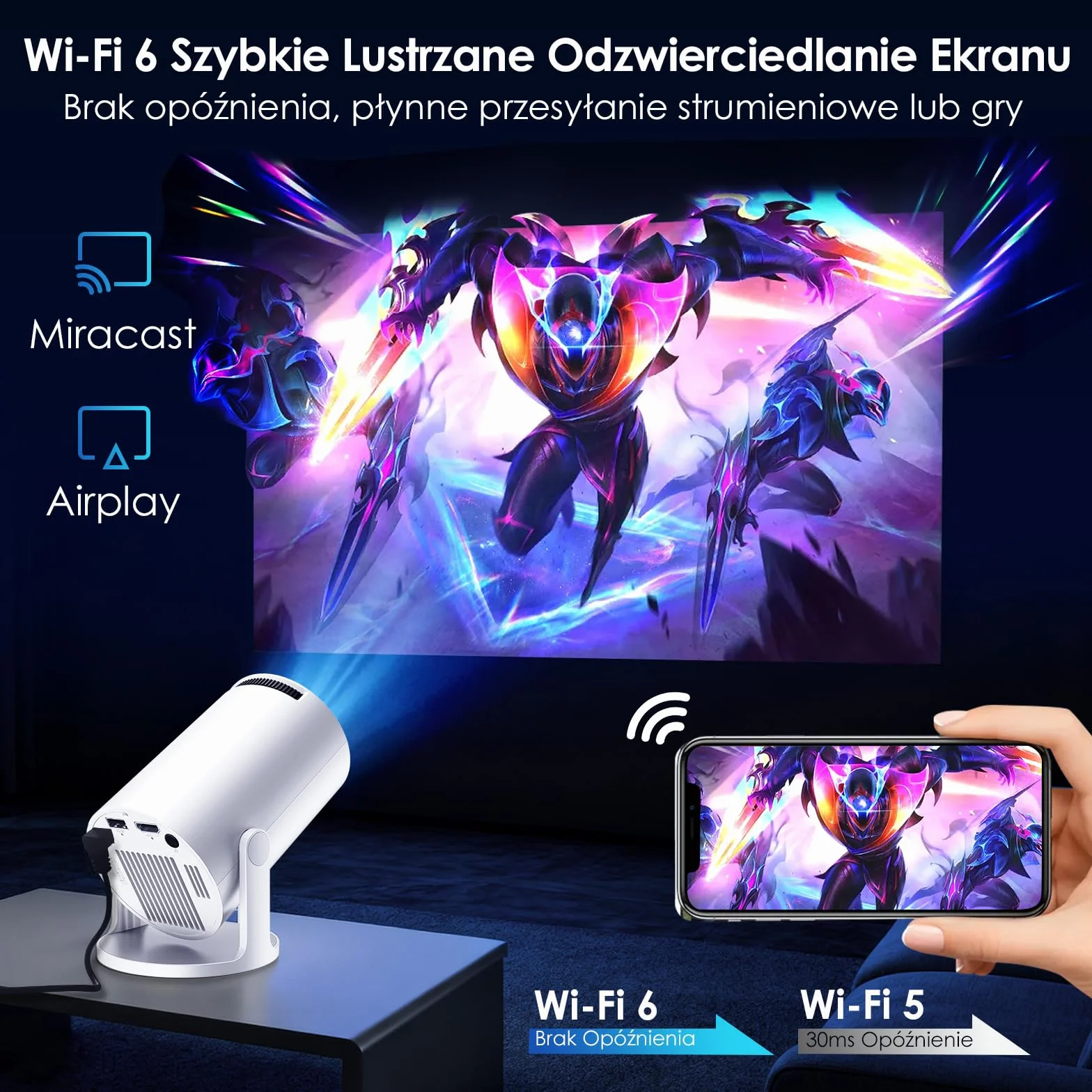 Projektor WOLFANG 4K 20000 luksów Android 11.0 1080P