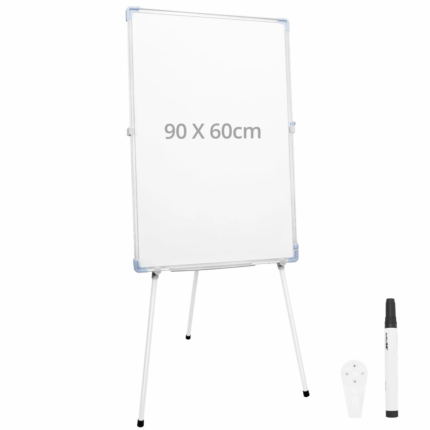 QWORK Stojak na flipchart 90x60 cm regulowana wysokość tablica suchościeralna