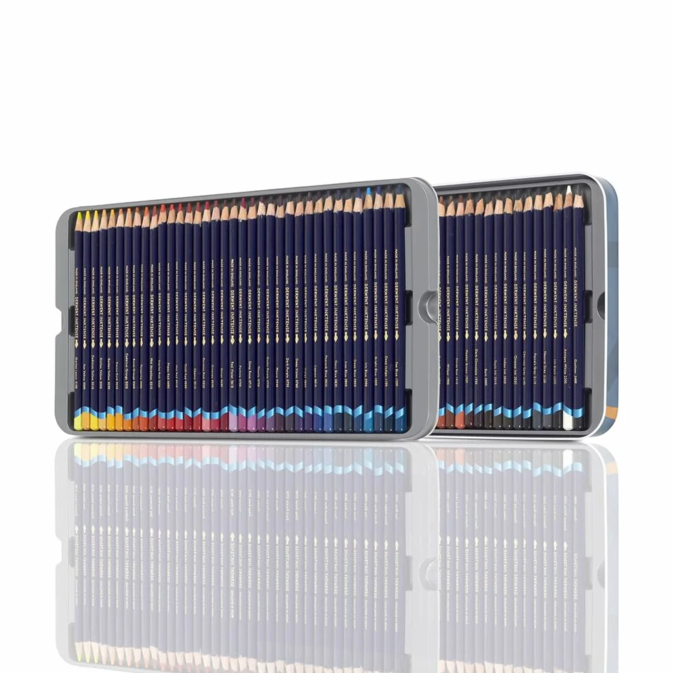 Derwent Inktense Zestaw 72 Trwałych Wodorozpuszczalnych Kredek Rdzeń 4 mm Metalowe Pudełko