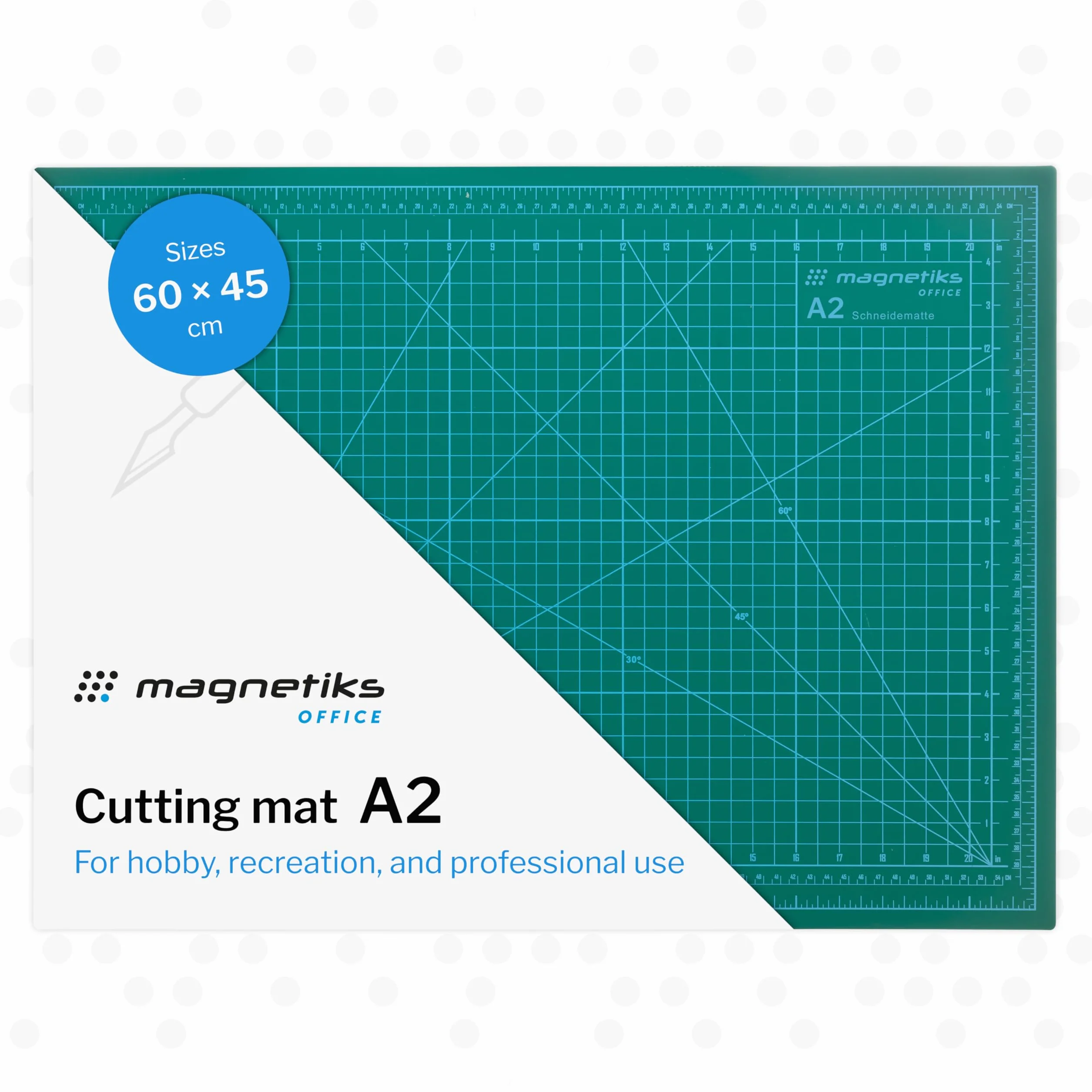 mata do cięcia A2 | podkładka do cięcia samoregenerująca, dwustronna, zielona 60x45 cm | podkładka do prac kreatywnych do rękodzieła, szycia, cięcia | cutting mat