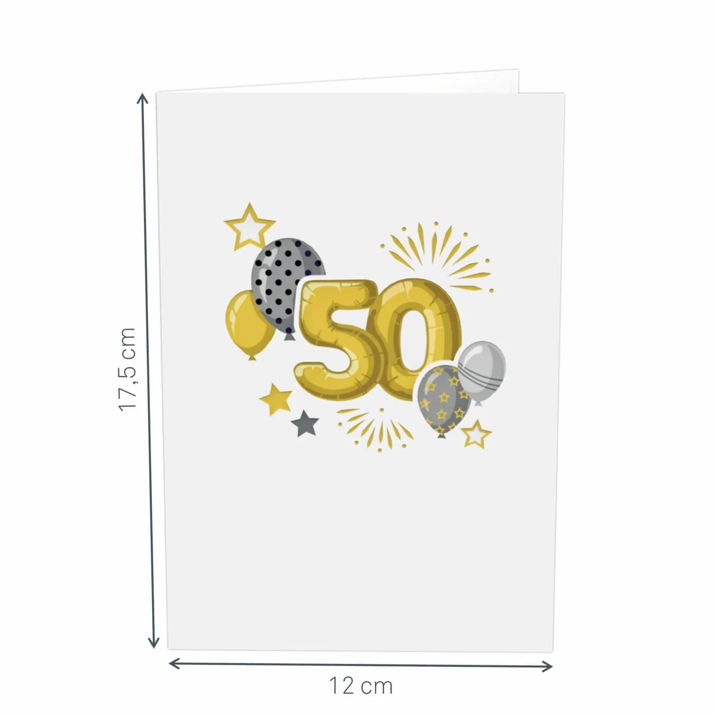 papercrush® Kartka pop-up na 50. urodziny – ręcznie wykonana kartka urodzinowa 3D dla kobiet i mężczyzn (50 lat), z życzeniami z okazji 50. urodzin – specjalna kartka z życzeniami z kopertą