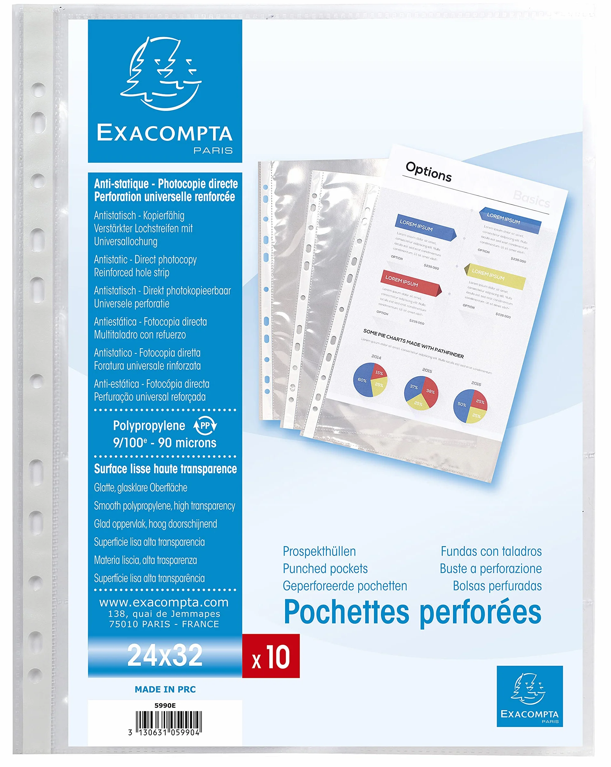 Exacompta 55046E Premium plastikowe koszulki na wizytówki 10 szt. przezroczyste z 10 przegródkami okładka z tworzywa szt. przezroczysta okładka idealna do teczek i segregatorów