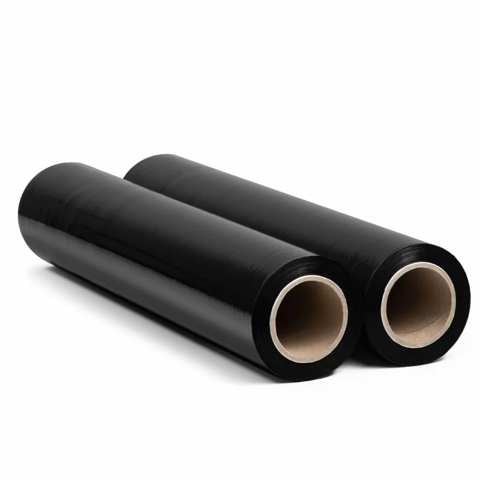 RAGO® - Folia stretch czarna 2 sztuki I Rolka folii stretch z dyspenserem 0,85 kg (7,5 x 7,5 x 40 cm) I Folia meblowa I Materiał opakowaniowy I Folia ruchoma I Folia do mebli