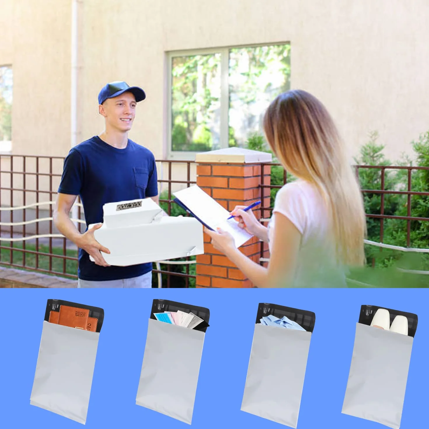 newlng 100 szt. toreb wysyłkowych Poly Mailers 25 x 35 cm torby pocztowe białe koperty wysyłkowe samoprzylepne wodoodporne i odporne na rozdarcie torby do pakowania torby wysyłkowe na odzież książki