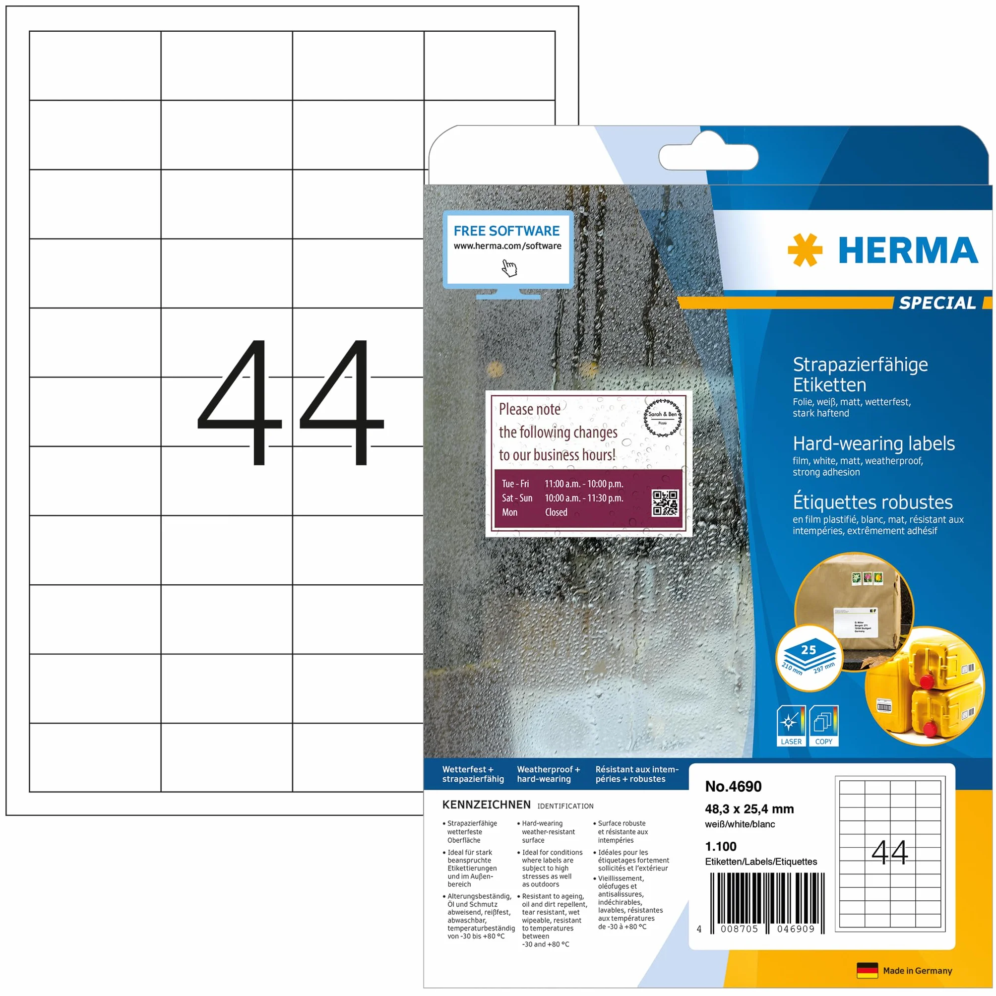 HERMA etykiety foliowe samoprzylepne 48,3 x 25,4 mm 1100 sztuk do drukarek laserowych