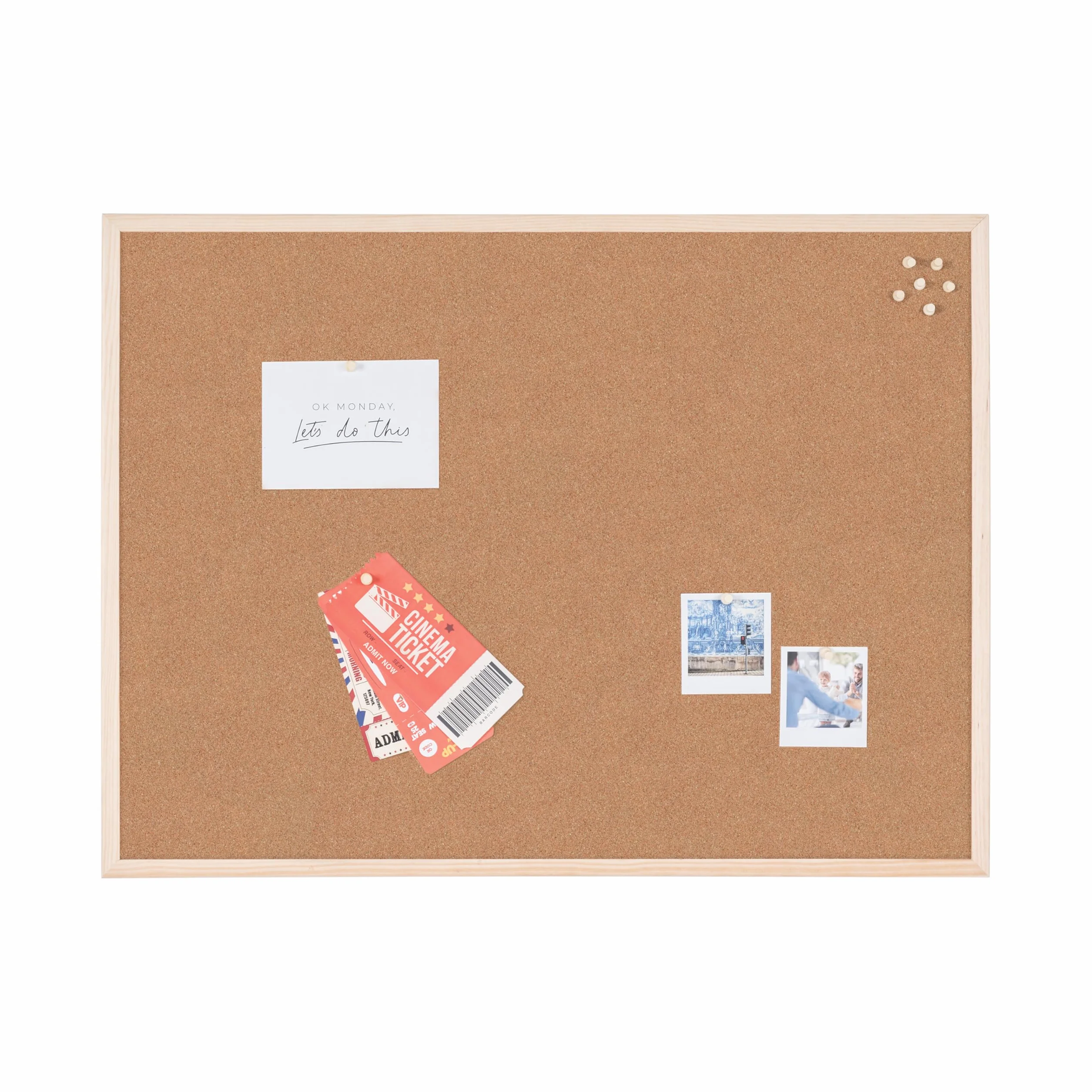 Bi-Office Tablica korkowa/tablica do przypinania z drewnianą ramą, 5 rozmiarów do wyboru – 60 x 45 cm