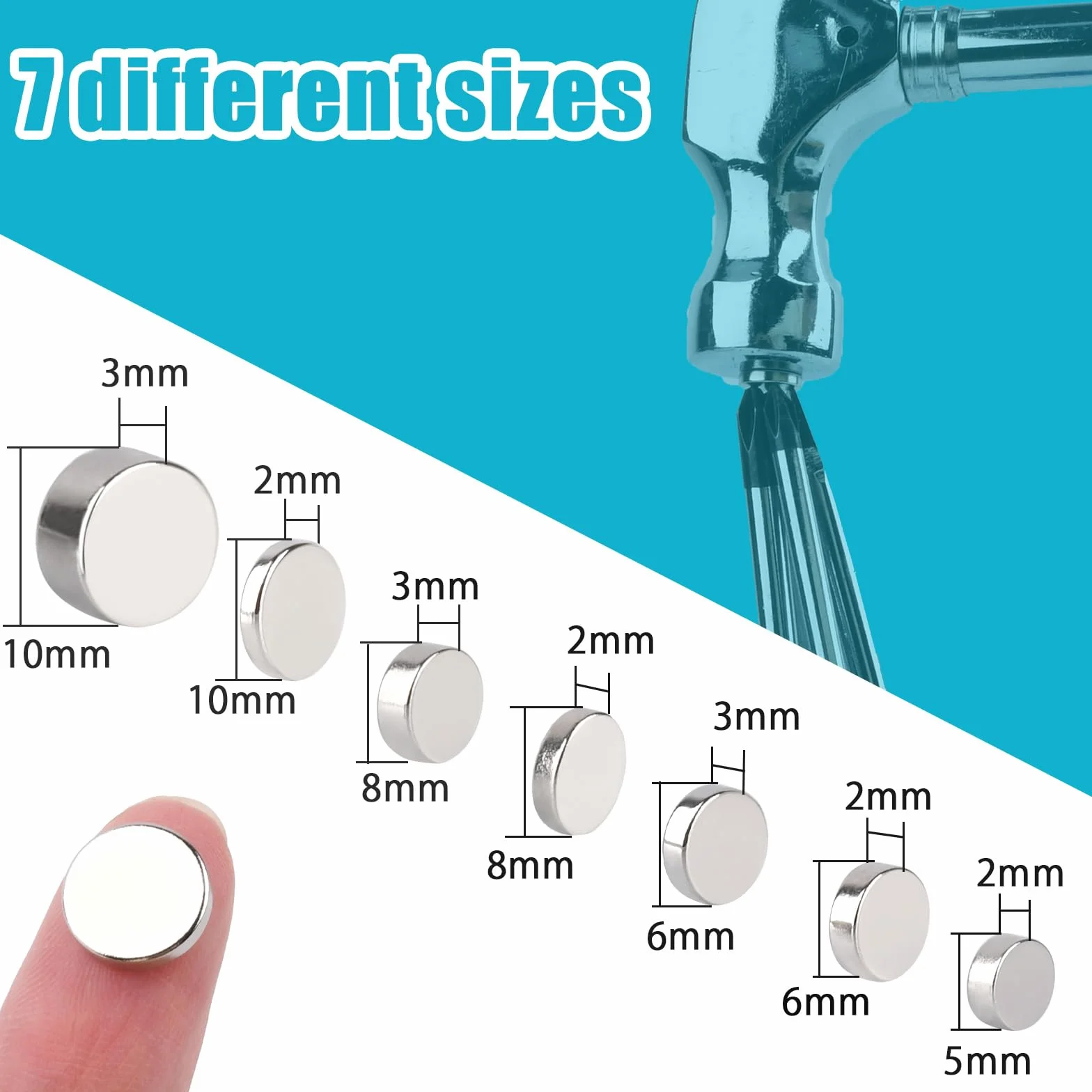 MIN CI 200 magnesów na lodówkę, 5 x 2 mm, mocne magnesy na lodówkę, małe magnesy neodymowe, małe magnesy do robótek ręcznych, mini okrągłe magnesy do zdjęć, tablic informacyjnych