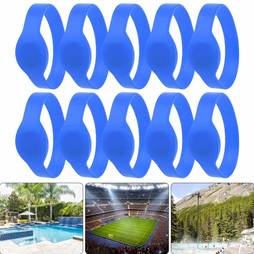 Opaska RFID, Bransoletka RFID Karta Kontroli Dostępu 13.56Mhz Opaska RFID Silikonowa Bransoletka Wodoodporna Karta IC Silikonowa Opaska na Rękę do Basenu Sauna Hotel(Niebieski)