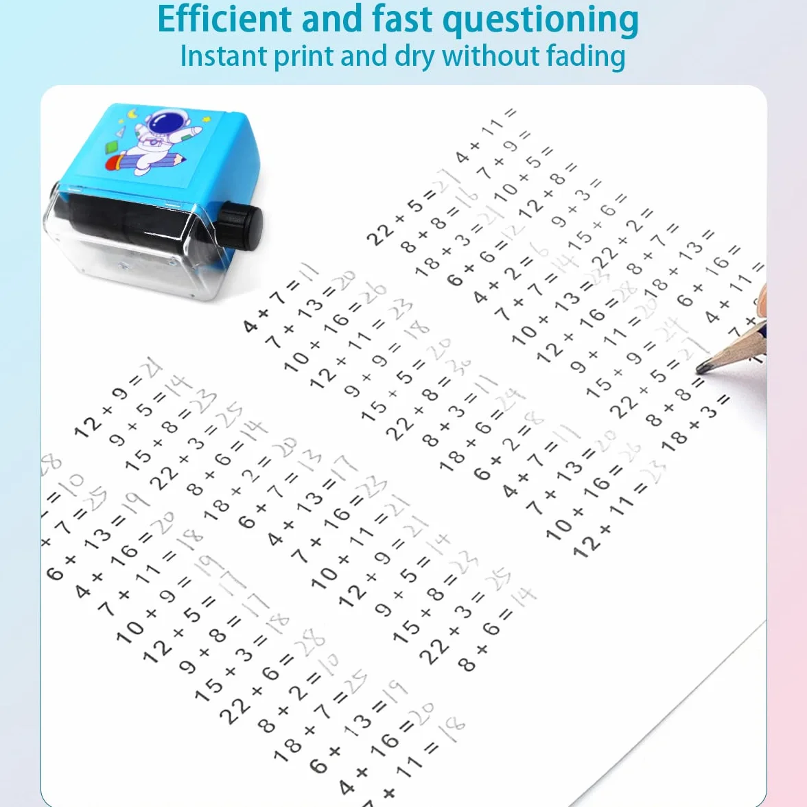 OneNine 4 szt. Cyfrowy stempel rolkowy, matematyczna pieczęć rolkowa, 1-100 dla nauczycieli, znaczek obliczeniowy, rolka wielokrotnego użytku do dodawania, odejmowania i podziału