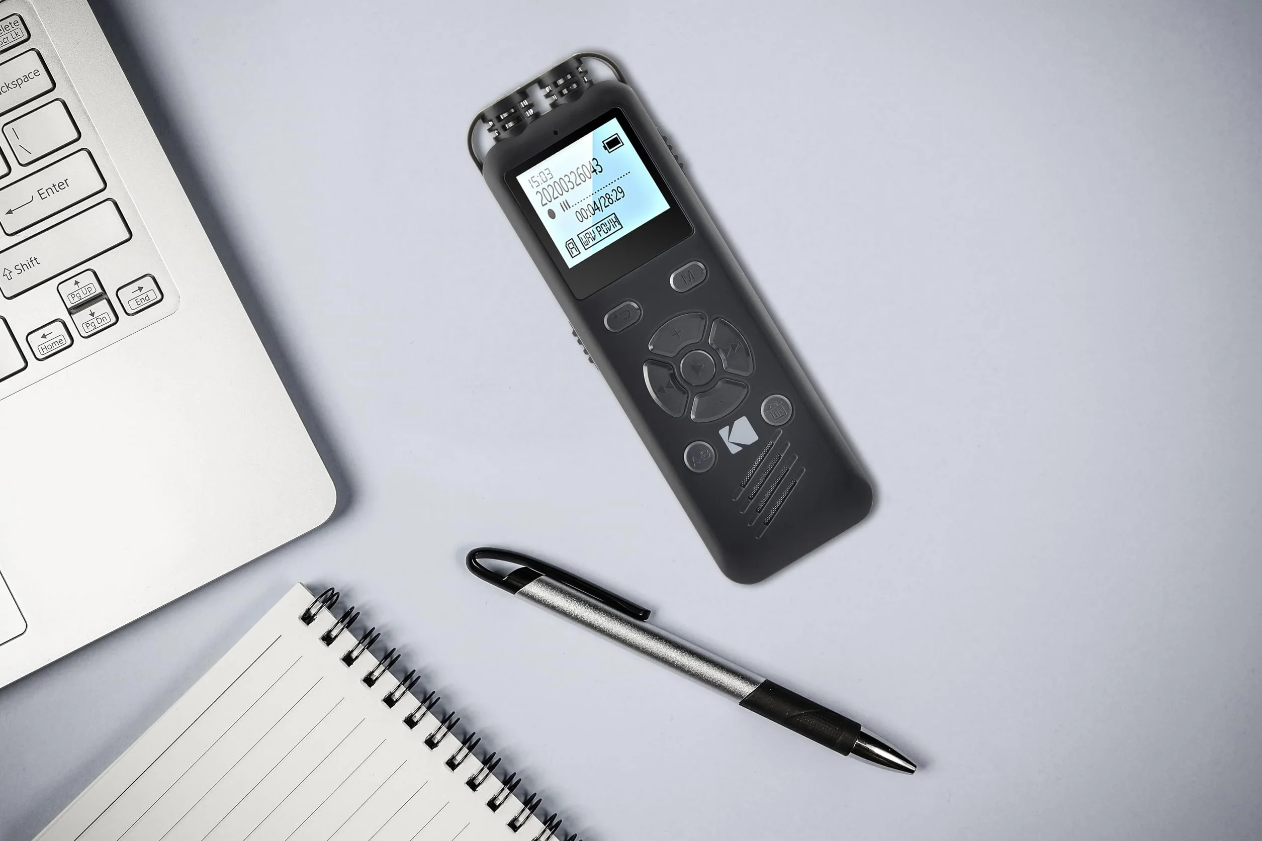 KODAK VRC250 - Dyktafon cyfrowy, 8 GB, ekran 1,4, Plug and Play, odtwarzacz MP3, akumulator litowy - czarny
