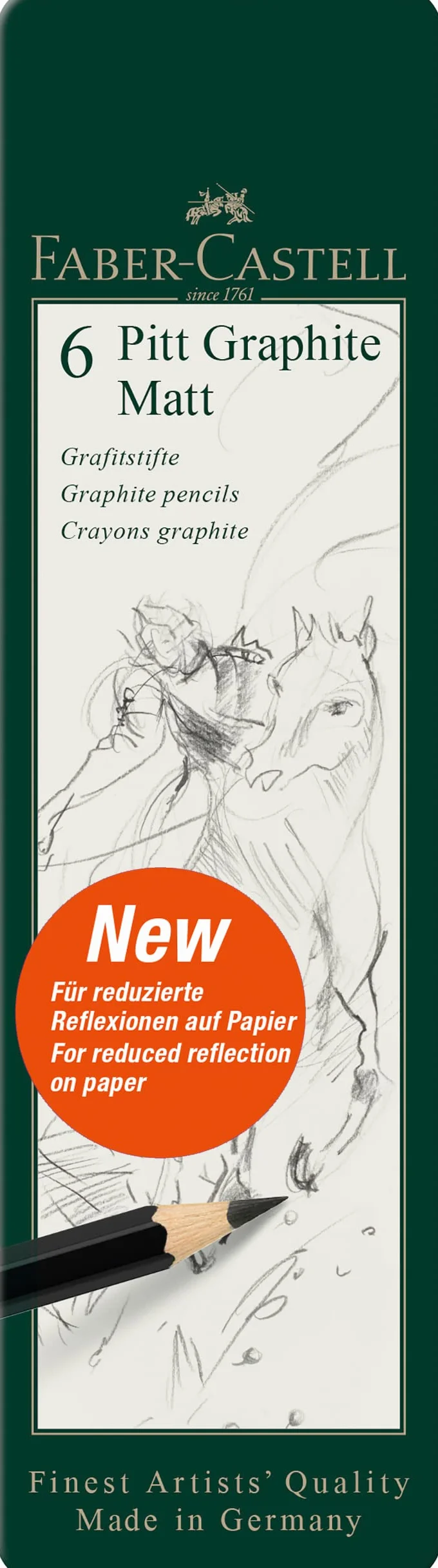 Faber-Castell 115207 - zestaw ołówków Pitt Graphite Matt, 6-częściowy, stopień twardości 2B - 12B
