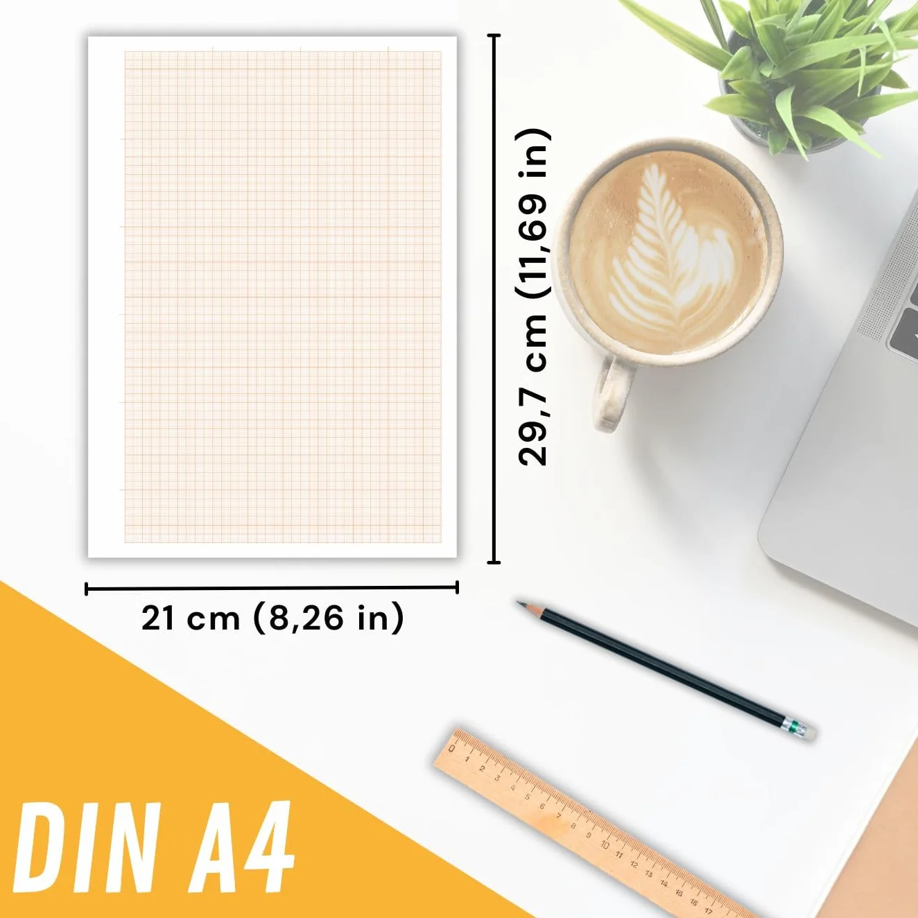 perfect line – 75 arkuszy papieru milimetrowego DIN A4 – czerwone linie siatki 1/5/10 mm – 80 g/m² papier do rysunków technicznych, diagramów, do szkoły i biura – luźne arkusze – Made in Germany