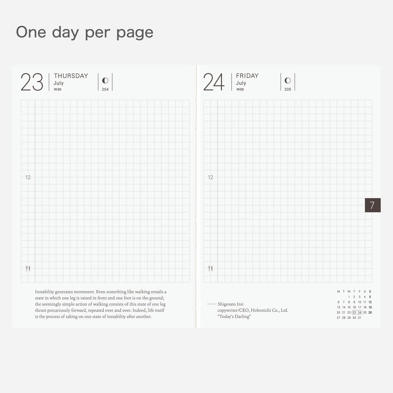 Hobonichi Techo Planner Book 2026 A6 angielski dzienny styczniowy