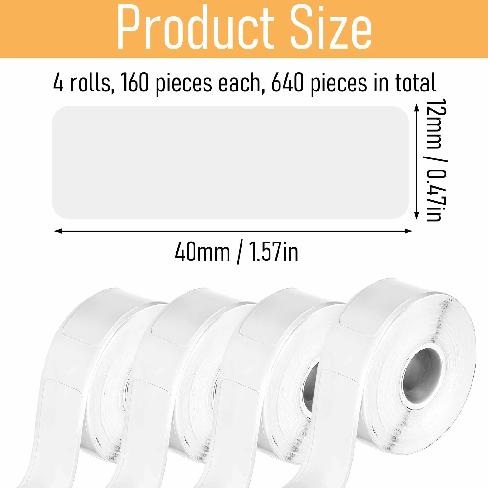 Oruola 4 rolki etykiet termicznych, małe, 40 mm x 12 mm, etykiety termiczne, do drukarki termicznej, białe samoprzylepne etykiety termiczne L11/L12/911/P15/D30, do szkoły, domu, biura