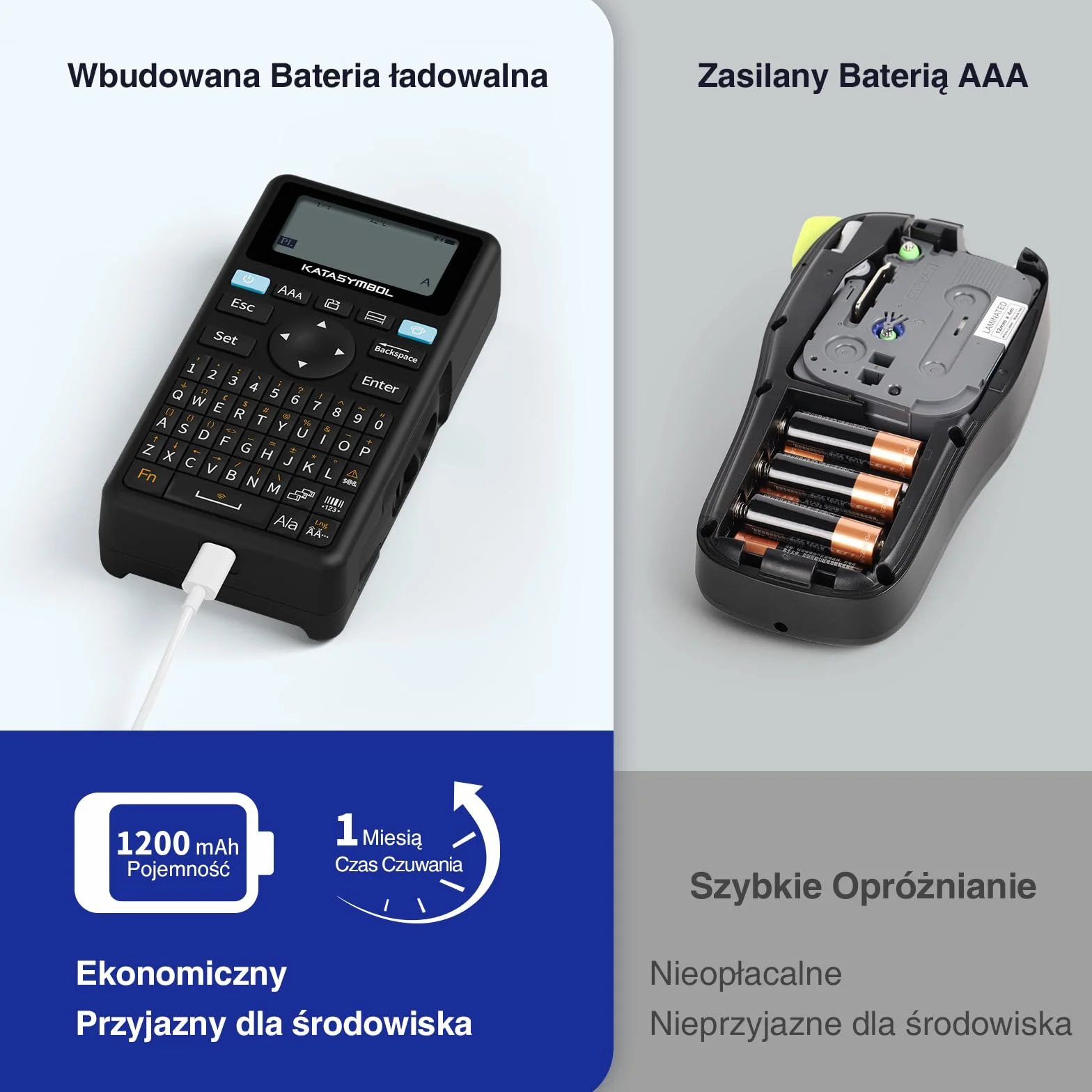 SUPVAN E11 Drukarka Etykiet Bluetooth Przenośna Akumulatorowa Kompatybilna z Aplikacją