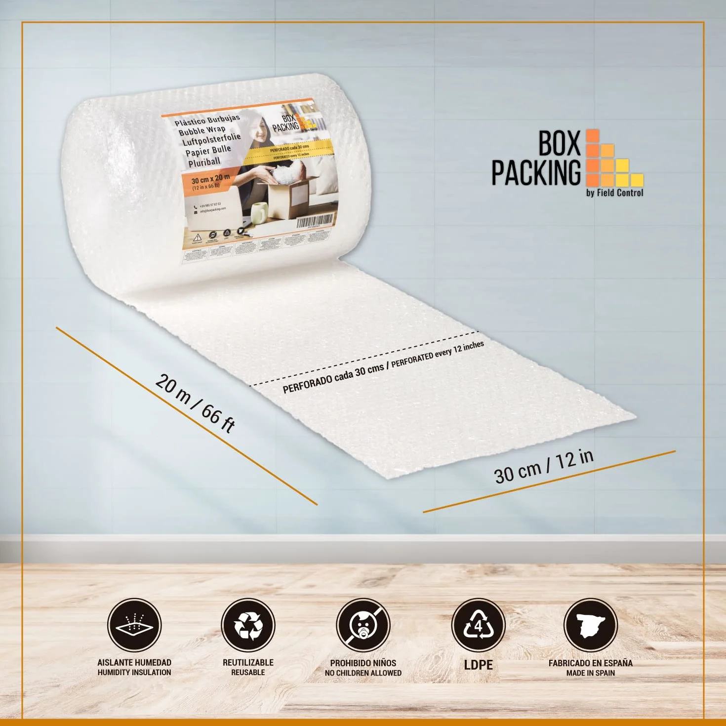 Plastikowe opakowanie bąbelkowe perforowane 30 cm x 20 m Bubble Paper Roll