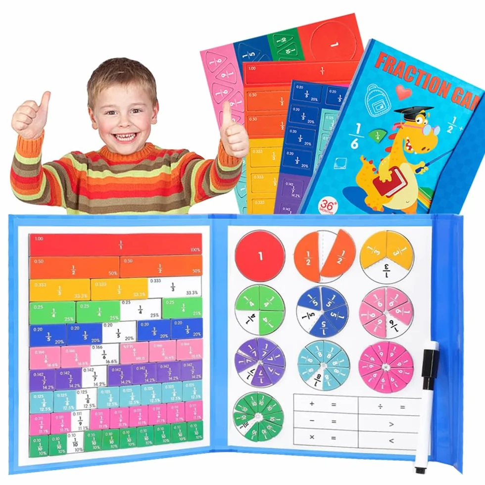 Montessori Magnetic Book Fraction, płytki magnetyczne z frakcjami
