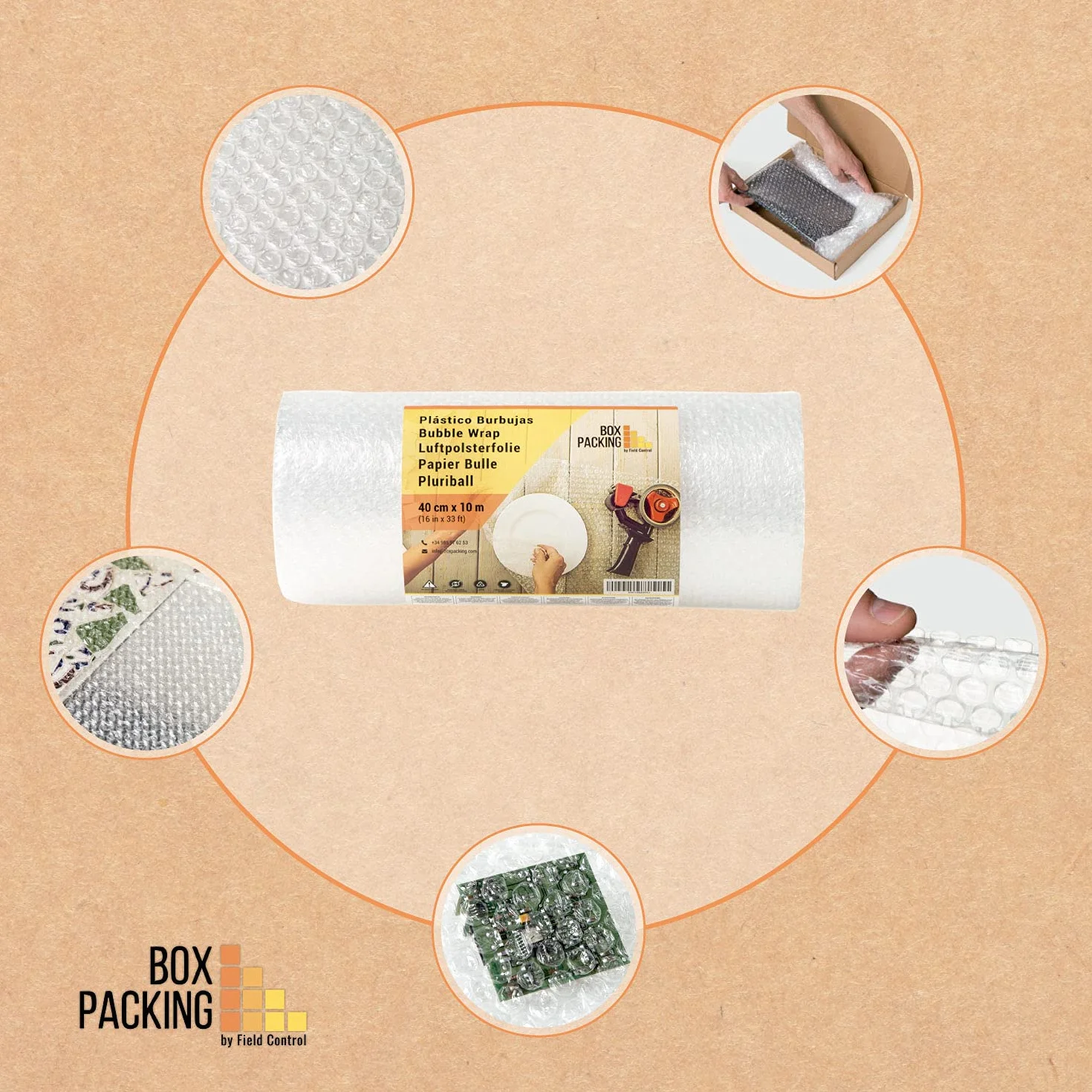 BOXPACKING | Folia Bąbelkowa | 40 cm szerokości x 10 m długości | Folia z Wypustkami Do Pakowania i Przeprowadzek