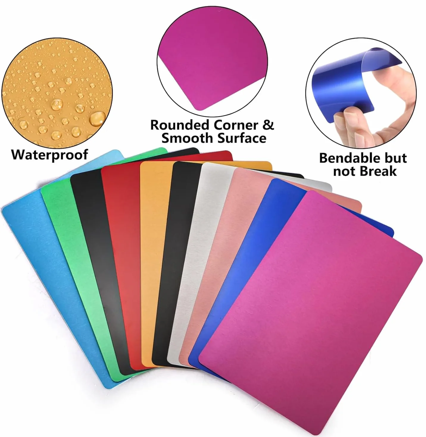 Metalowe wizytówki ze stopu aluminium 0,22 mm 8,6 x 5,4 cm do grawerowania laserowego 50 szt. niebieski