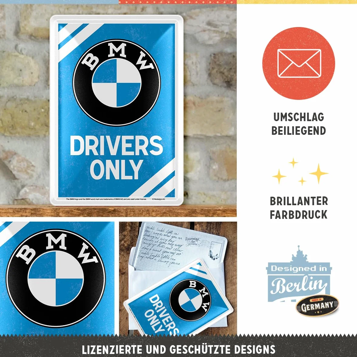 BMW Blaszana kartka pocztowa retro 10 x 14 cm oryginalny produkt licencjonowany