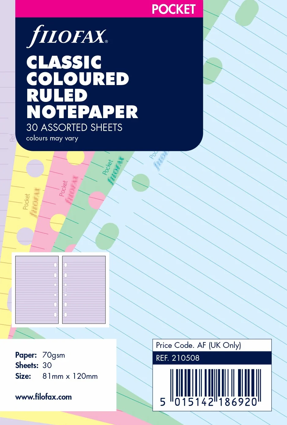 Filofax Kieszonkowy klasyczny kolorowy papier w linie