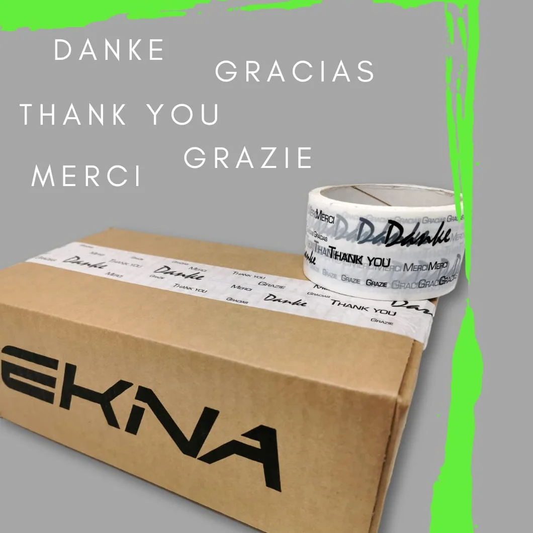 EKNA Taśma klejąca z napisem Danke biała 6 rolek wzór 5 języków