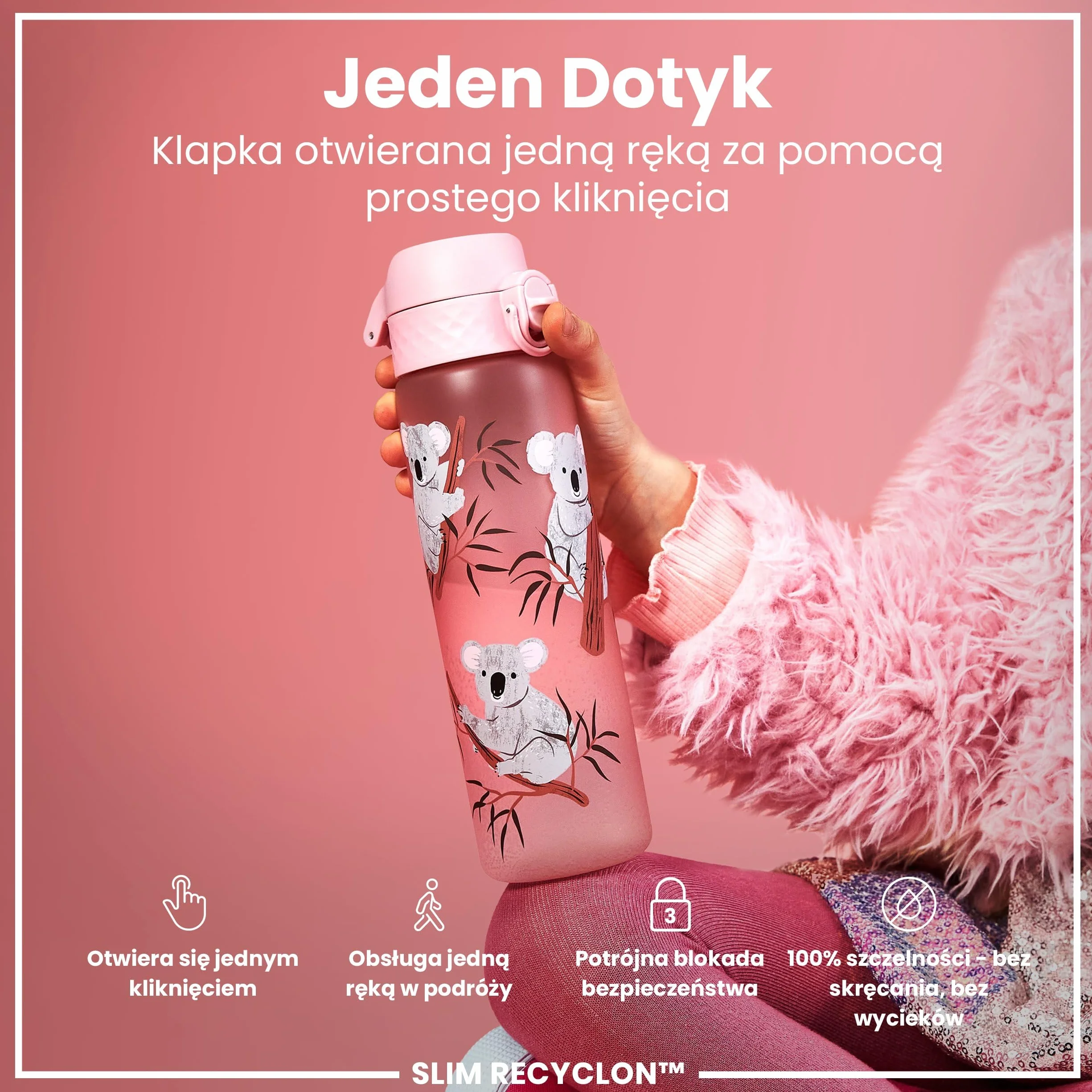 ION8 Butelka na Wodę 500 ml Szczelna Bez BPA Łatwe Otwieranie