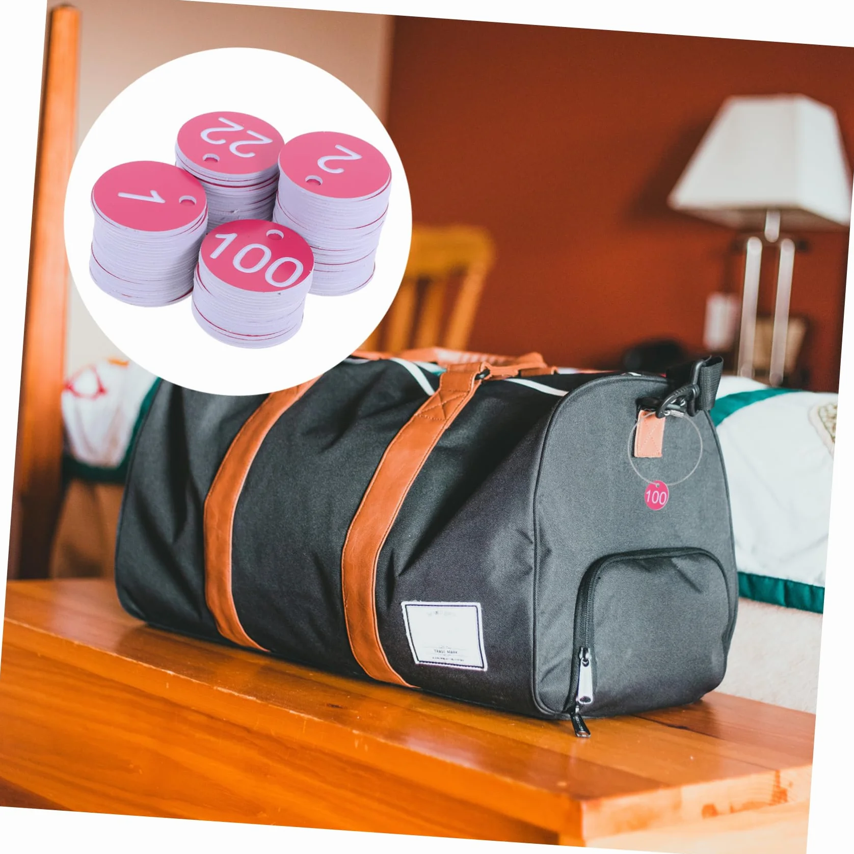 SHINEOFI Plastikowe Naklejki z Numerami 1-100 Id Key Tags do Magazynu Bagażu Hotel